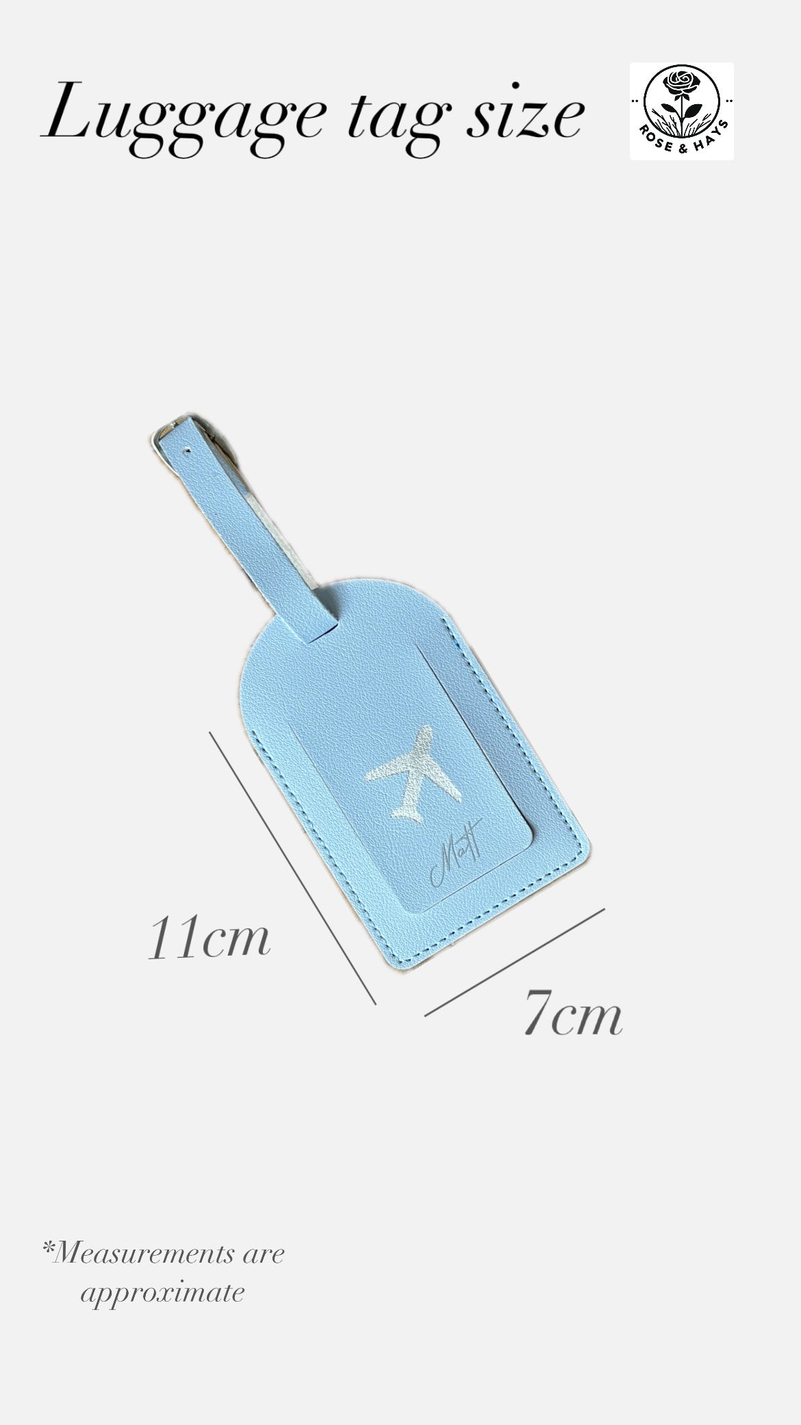 Personalised Luggage Tags - Blue, Pink or Grey