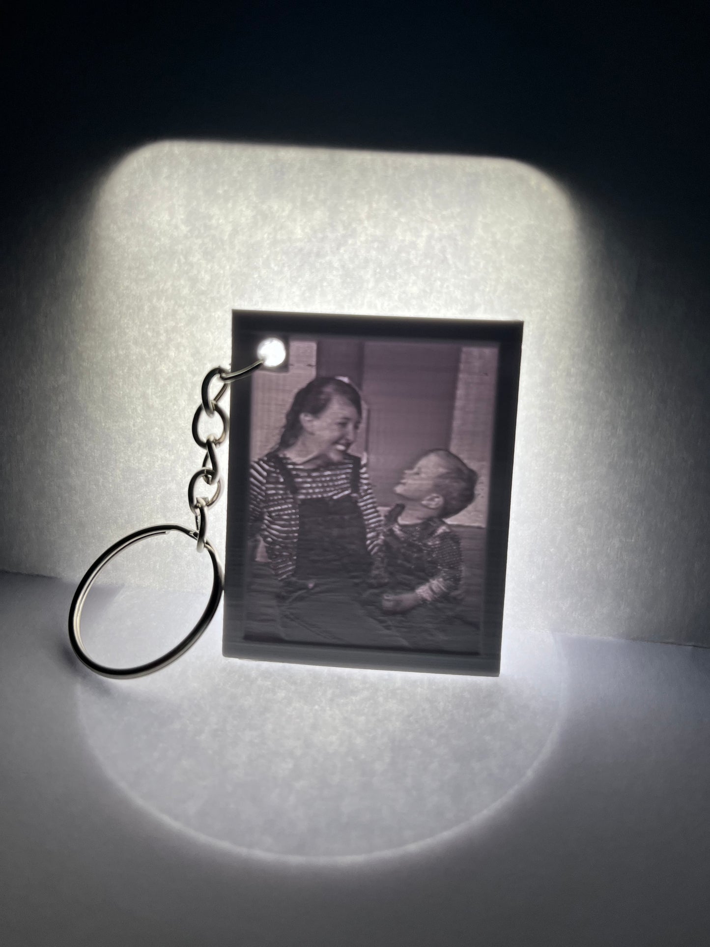 Personalised 3D printed photo keyring