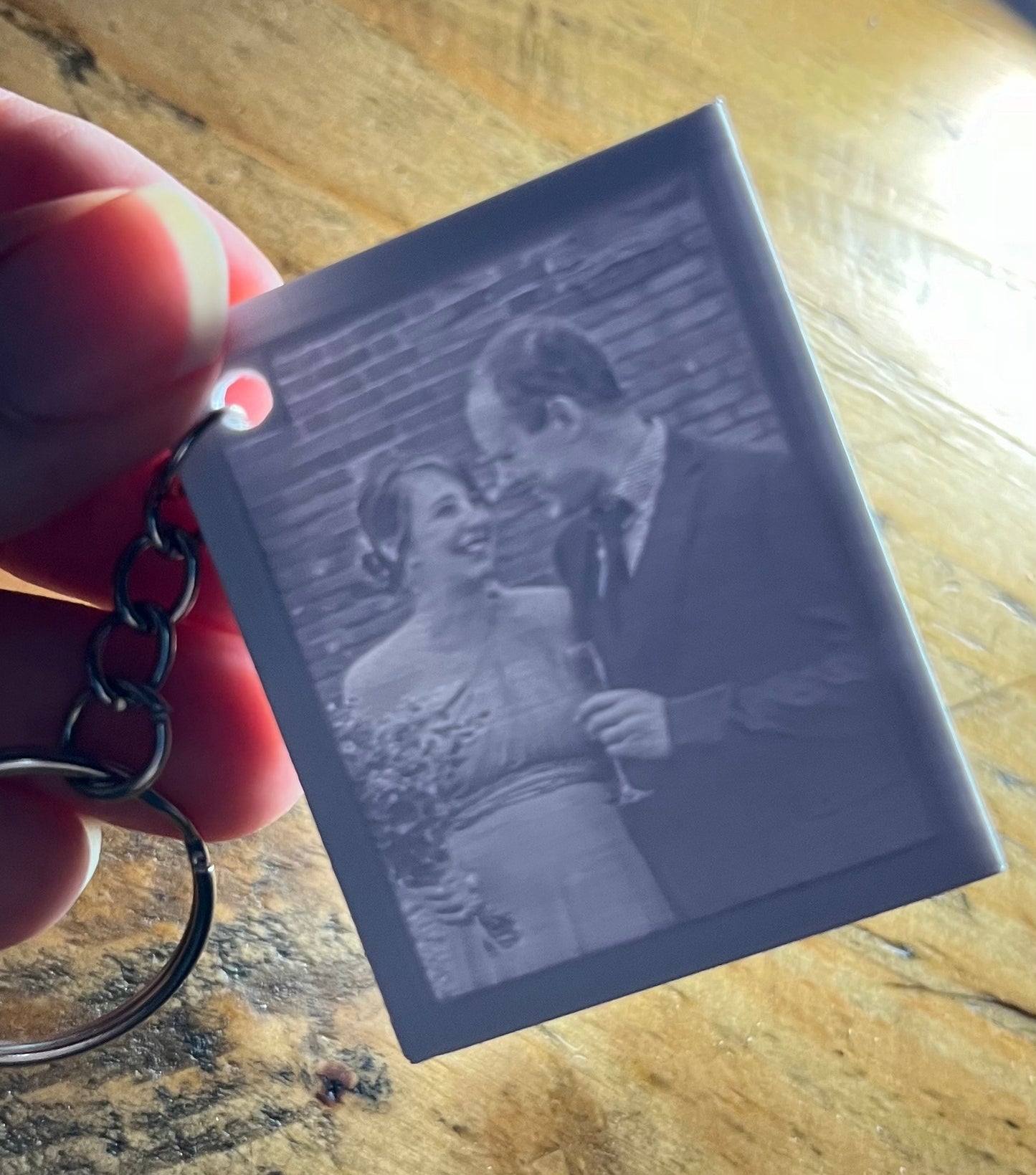 Personalised 3D printed photo keyring