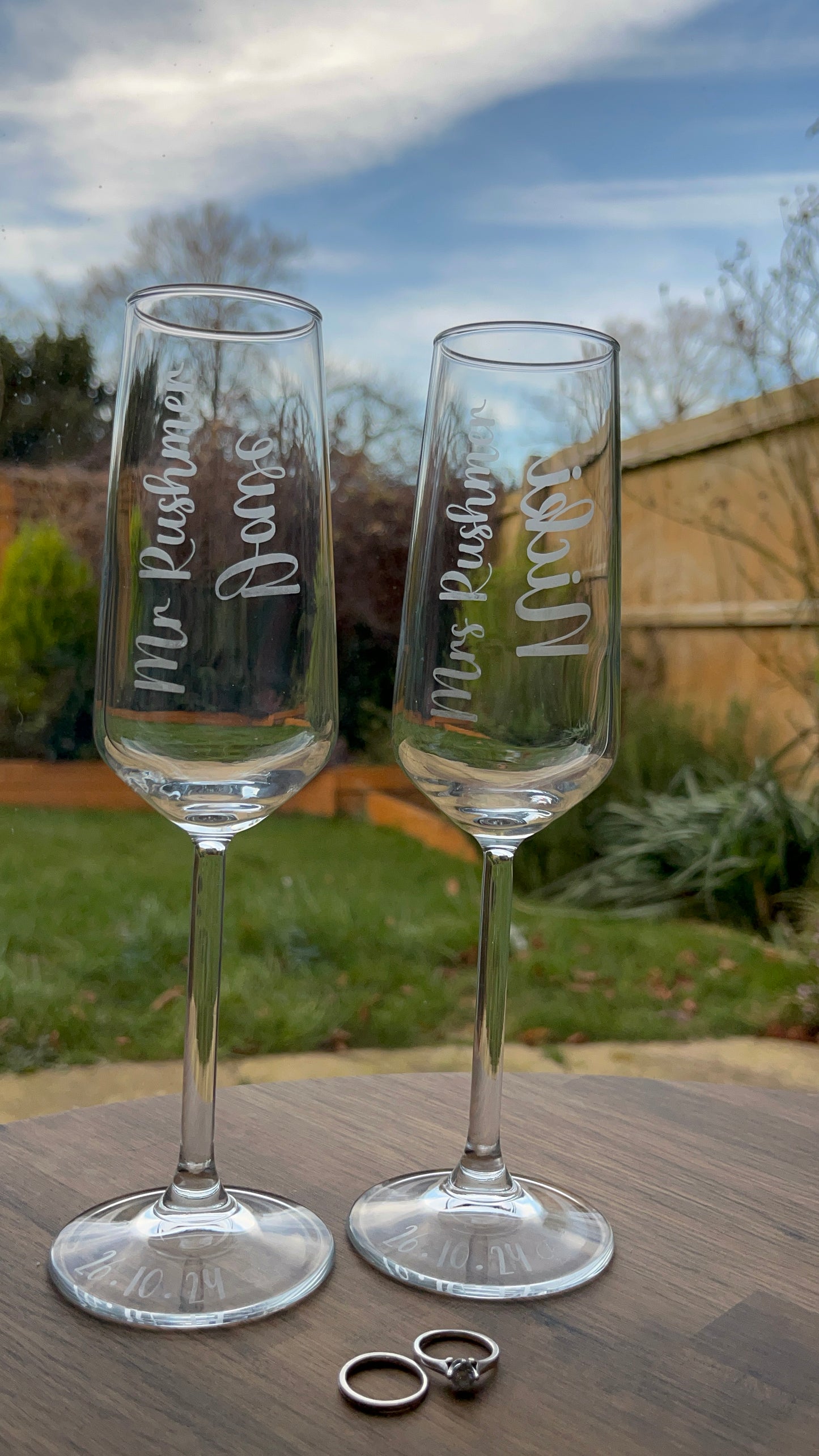 Personalised champagne glasses