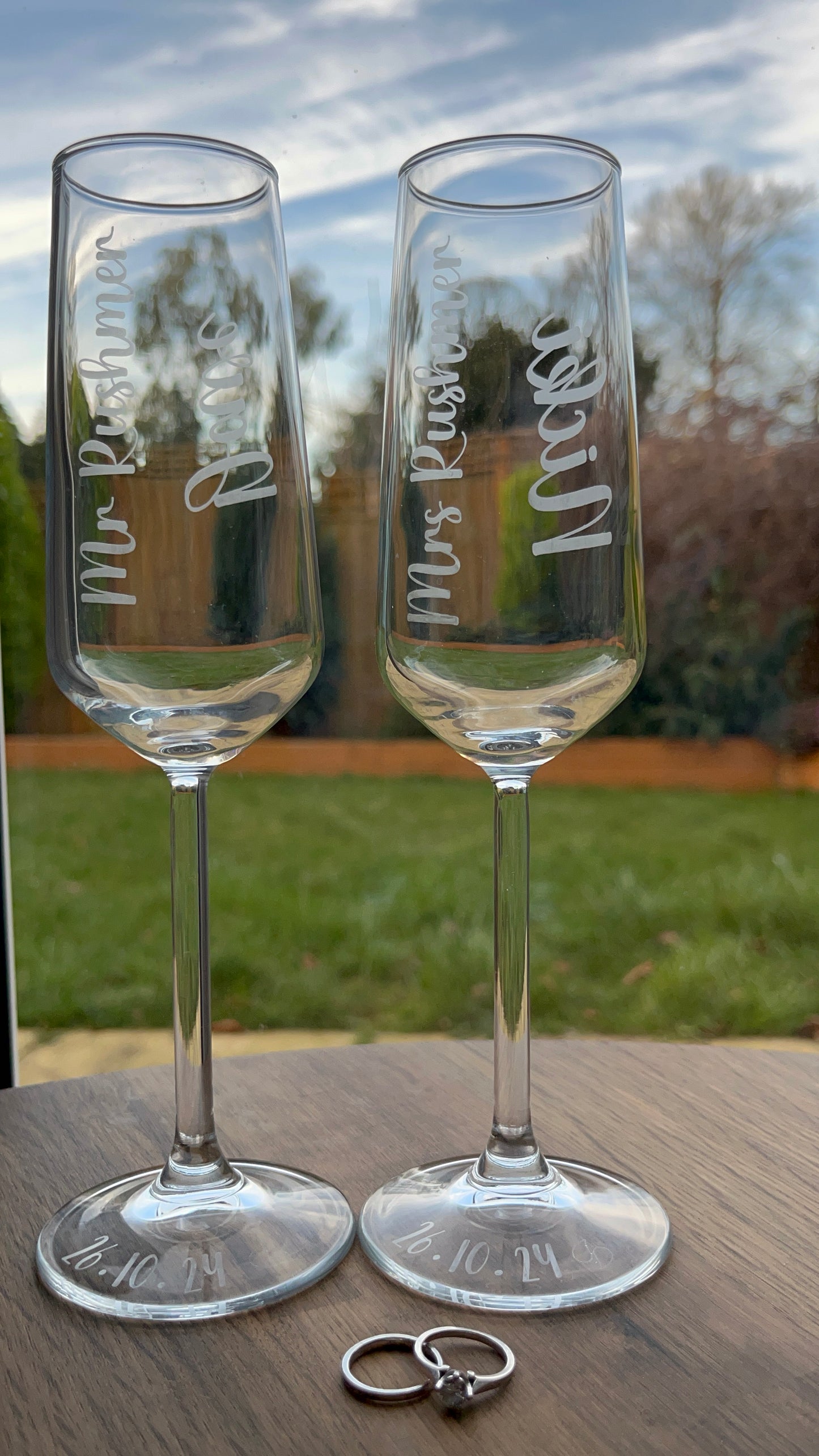 Personalised champagne glasses