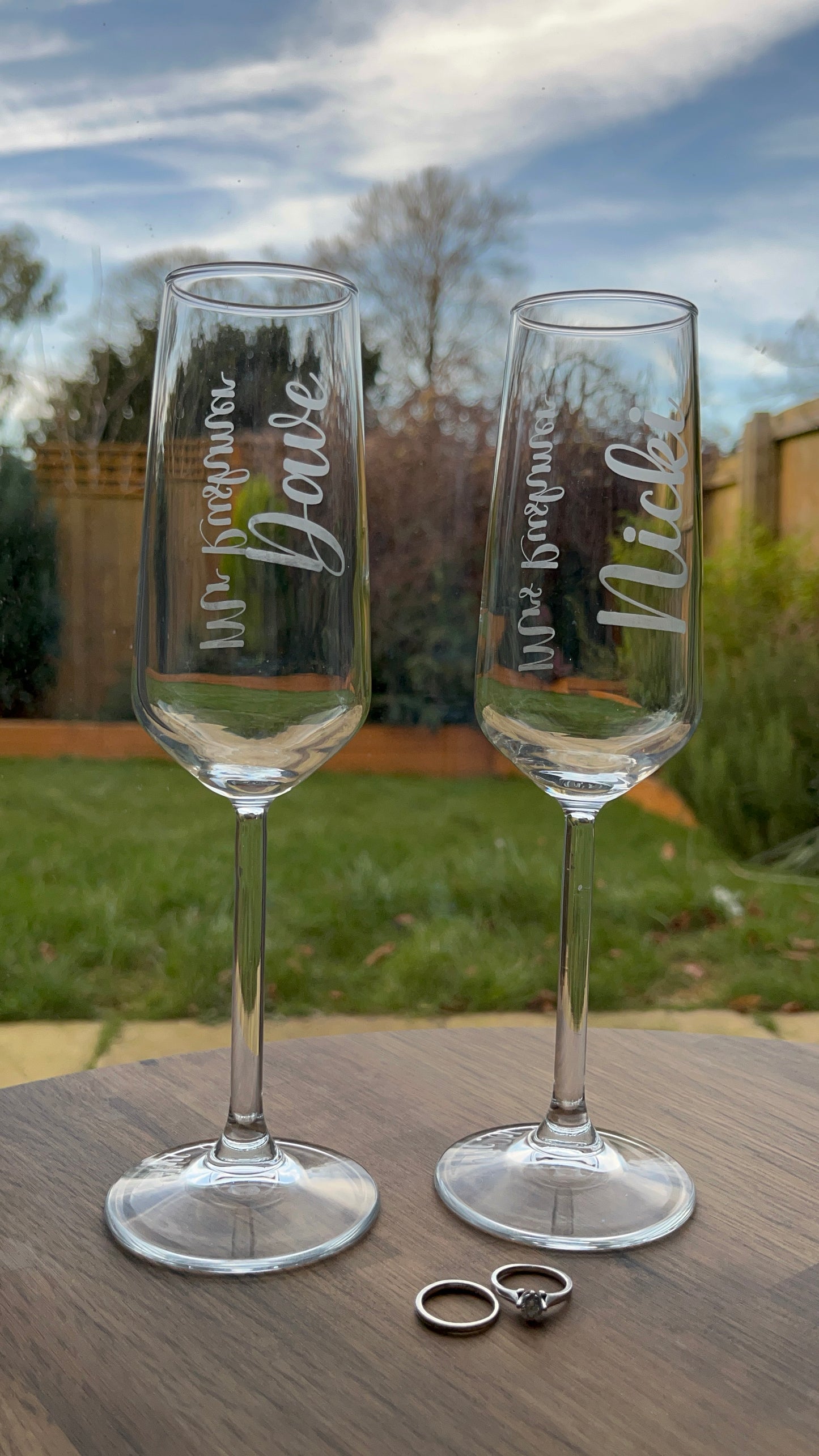 Personalised champagne glasses