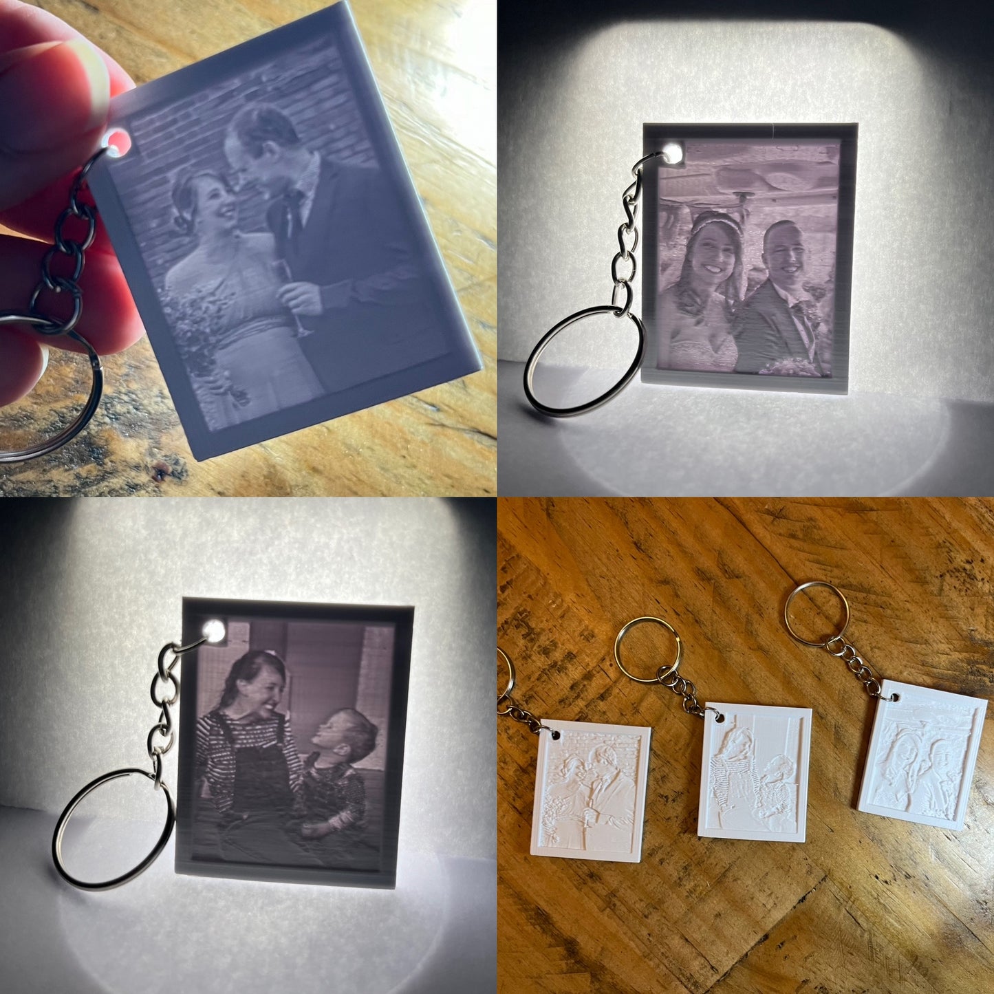 Personalised 3D printed photo keyring