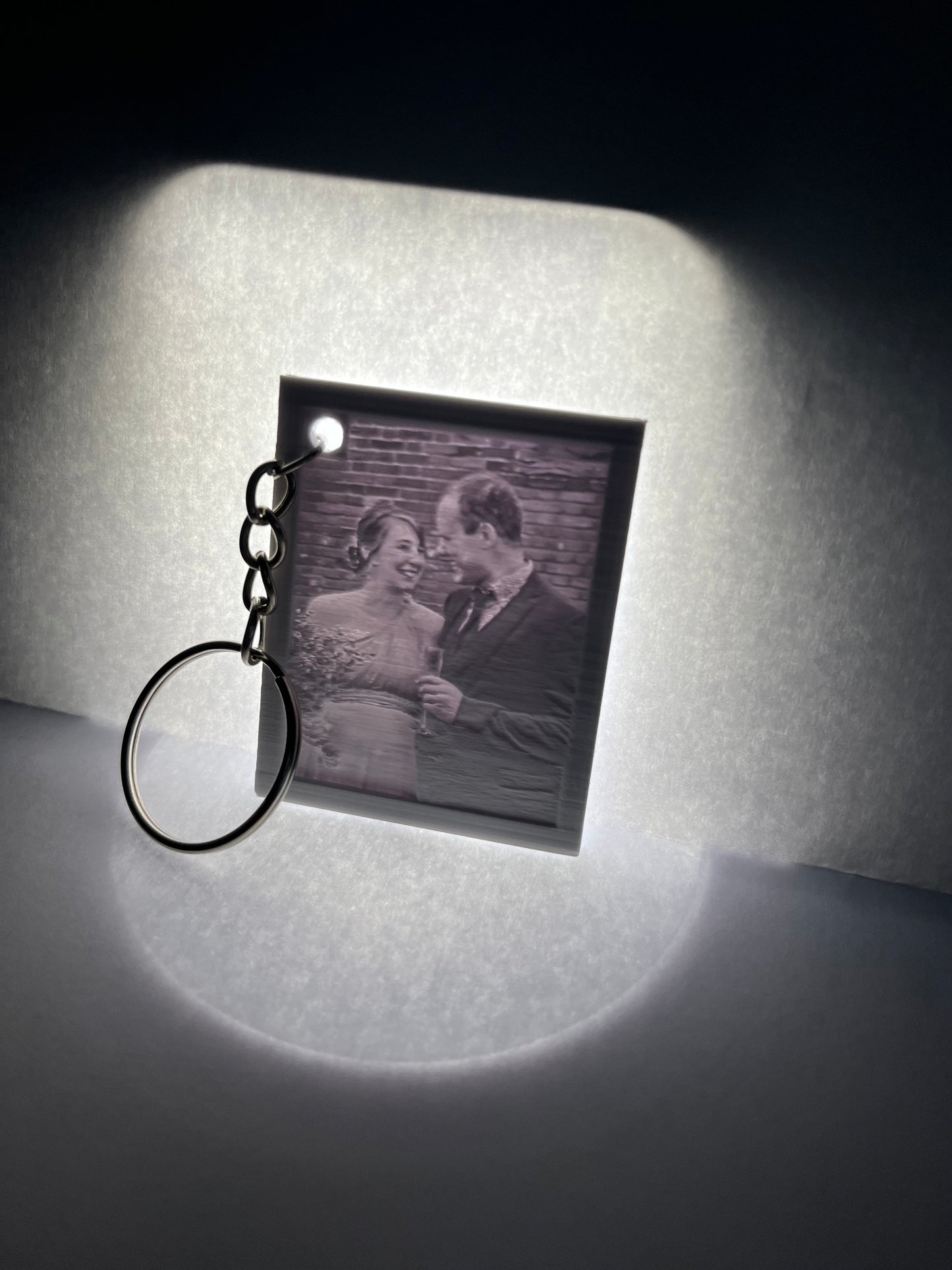 Personalised 3D printed photo keyring