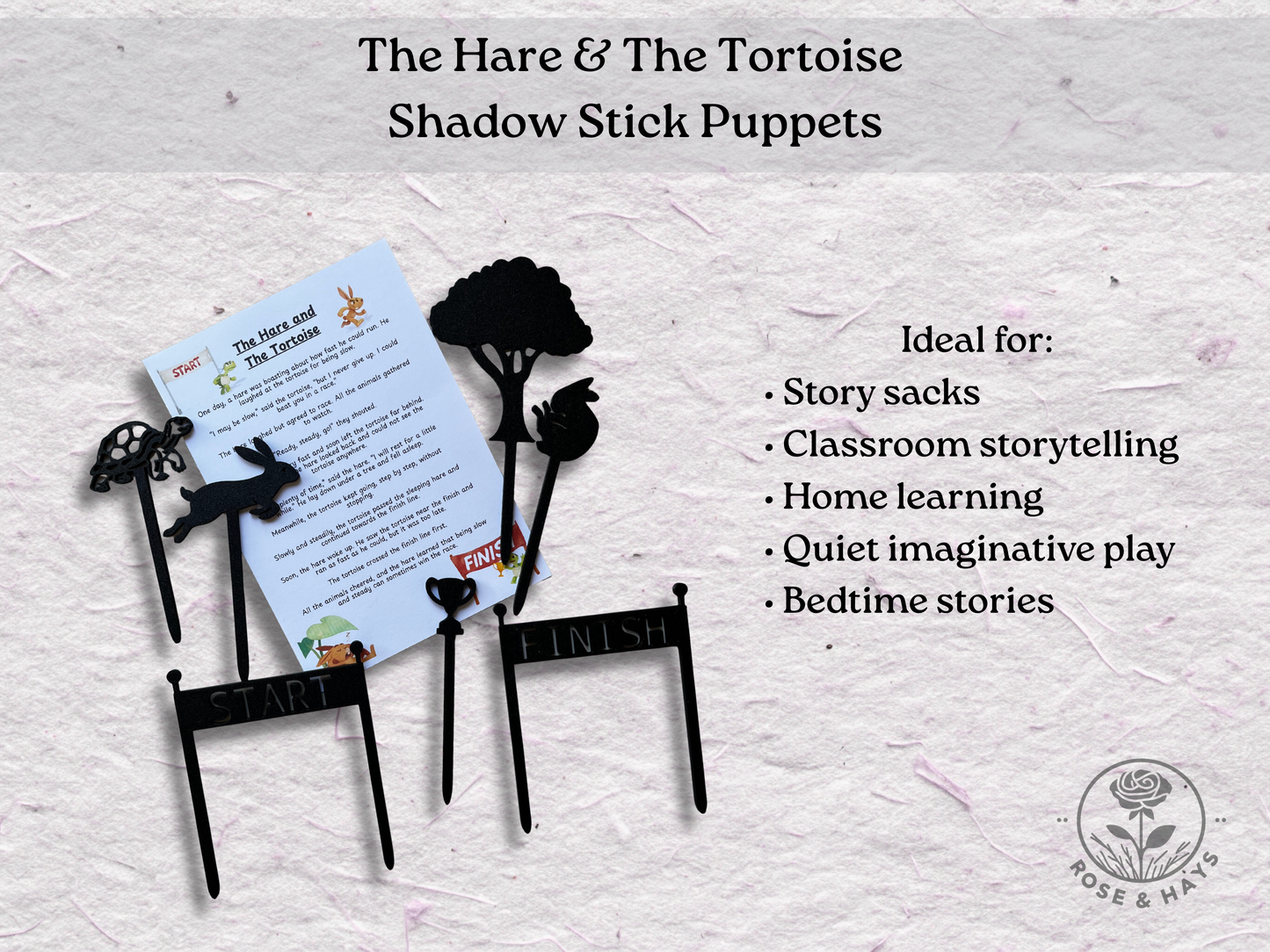 The Hare and The Tortoise Shadow Story Stick Puppets