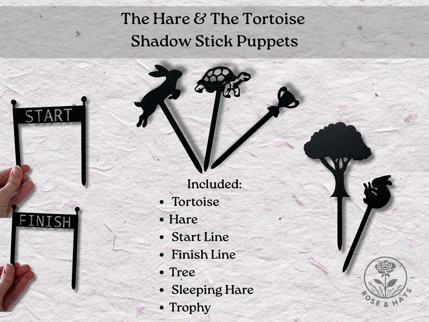 The Hare and The Tortoise Shadow Story Stick Puppets