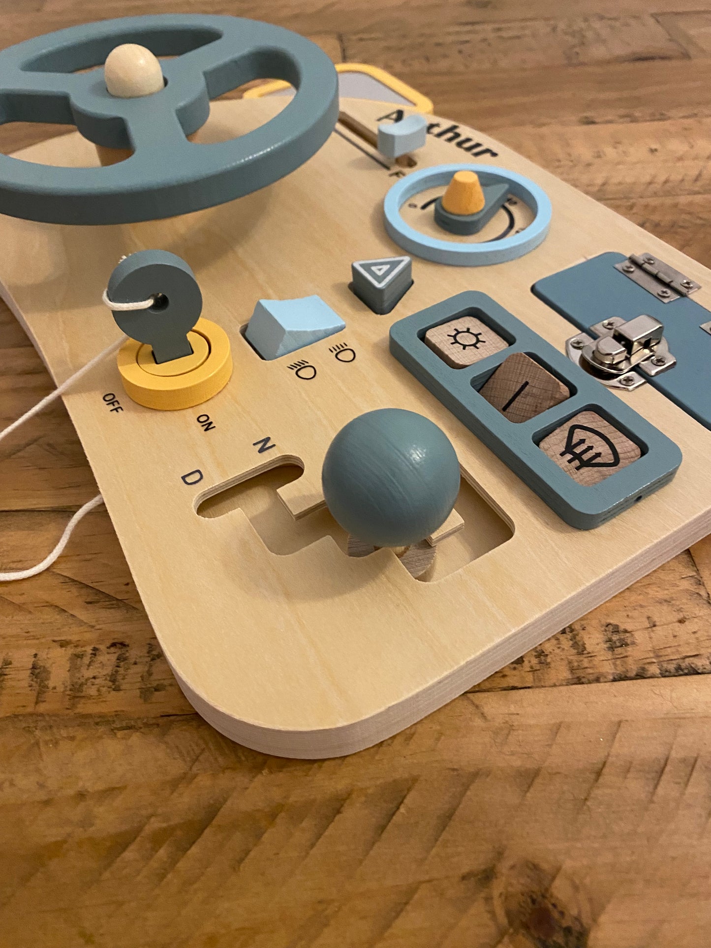 Wooden personalised busy board