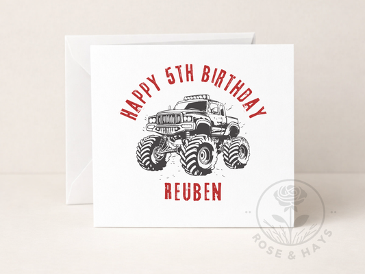 Personalised Monster Truck Birthday Card