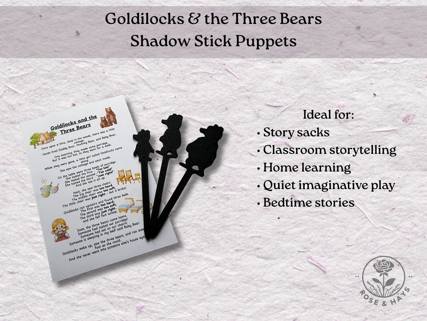 Goldilocks and the Three Bears Shadow Story Sticks