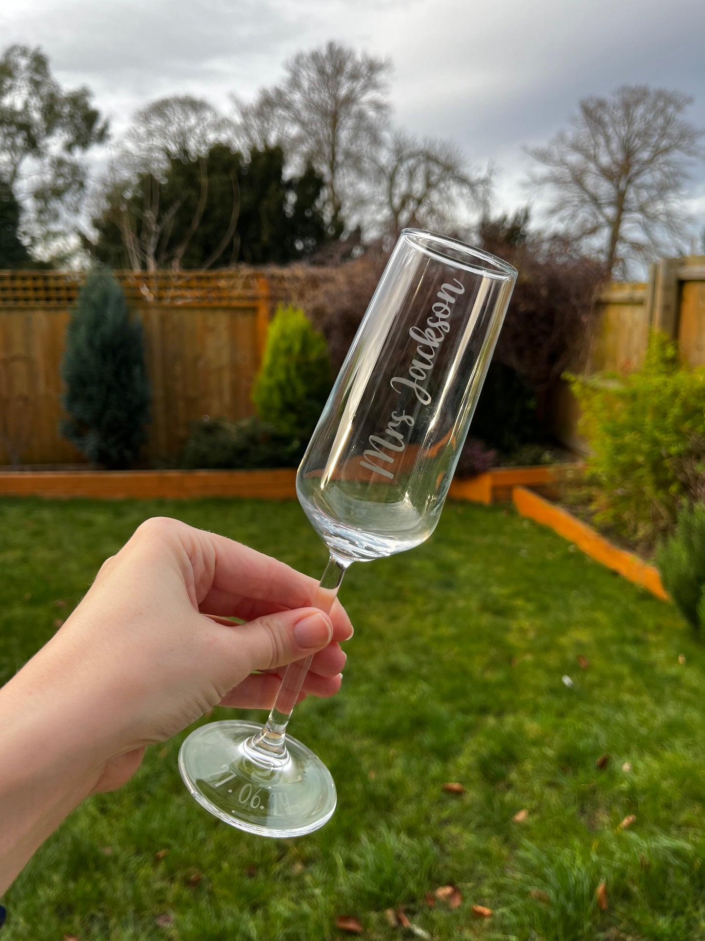 Personalised champagne glasses