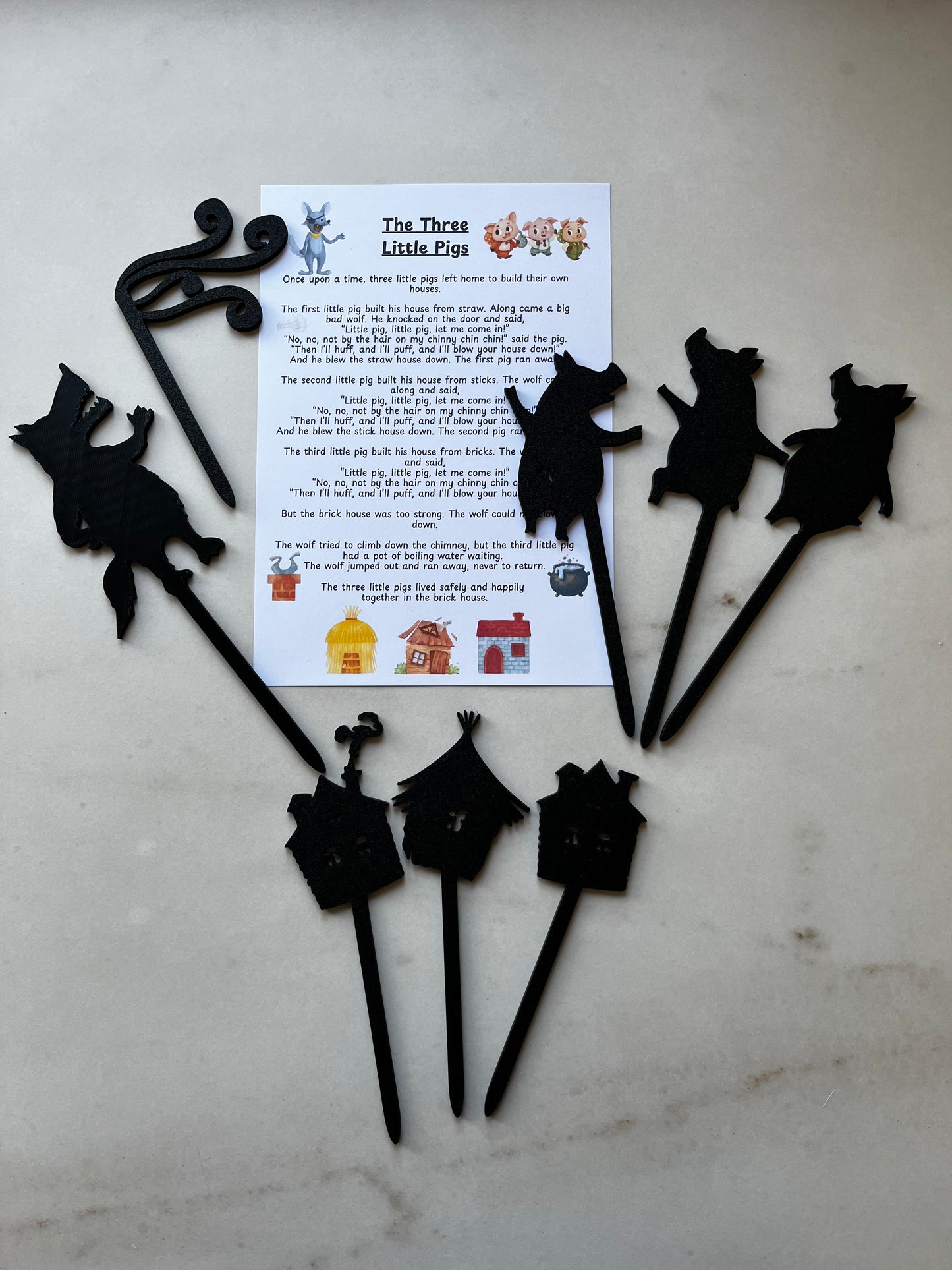 The Three Little Pigs Shadow Story Sticks