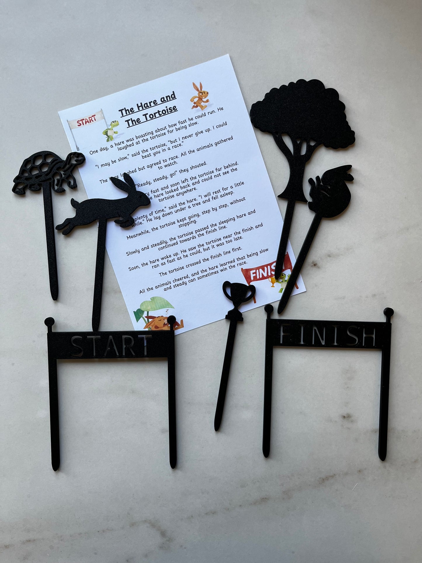 The Hare and The Tortoise Shadow Story Stick Puppets