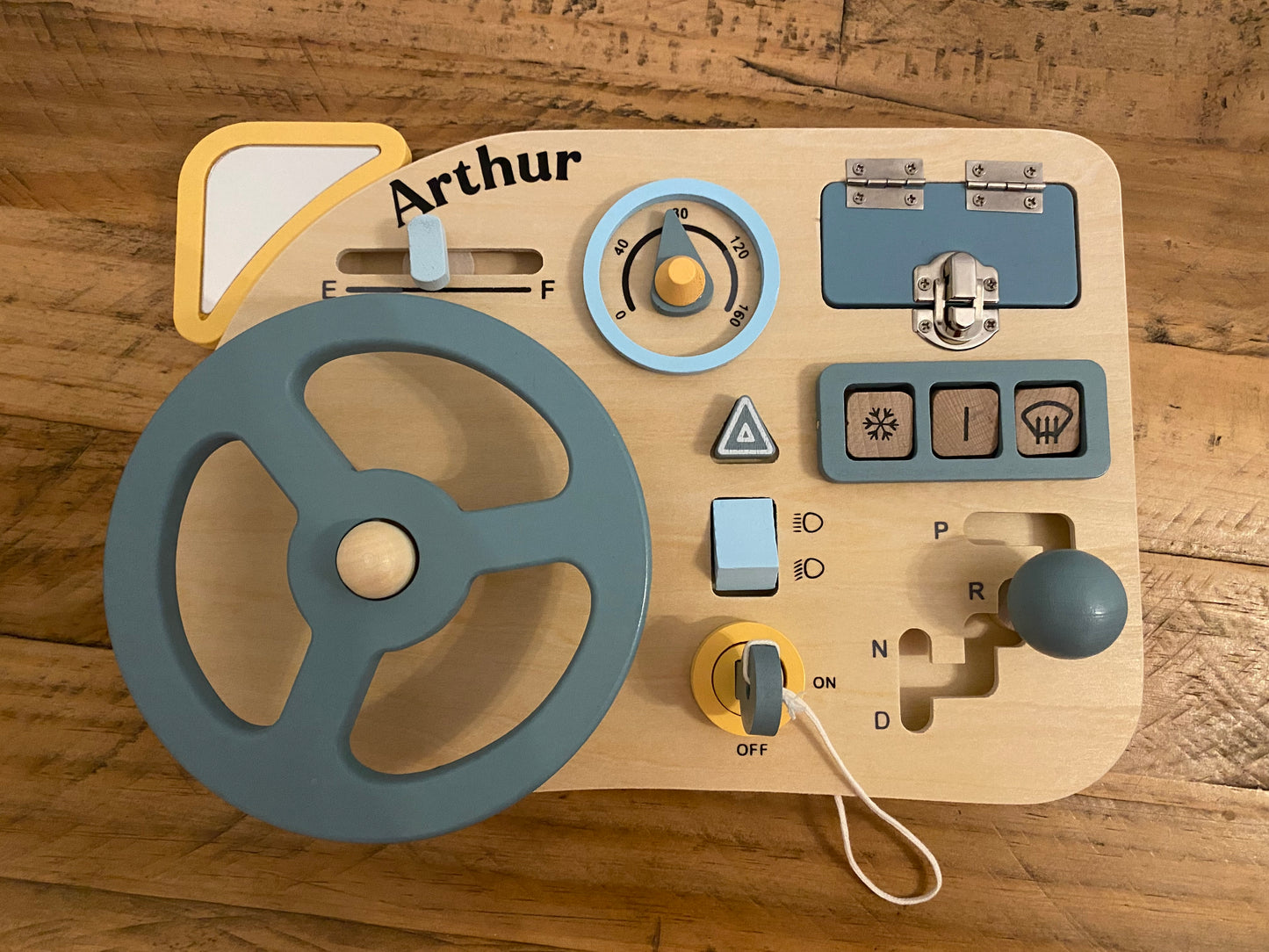 Wooden personalised busy board