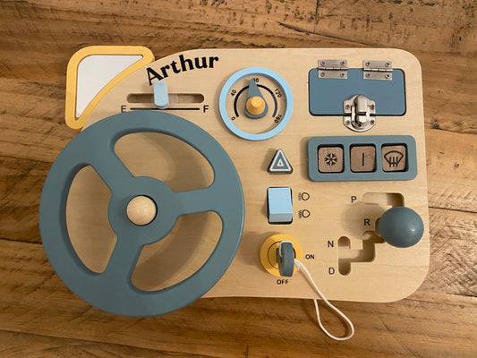 Wooden personalised busy board