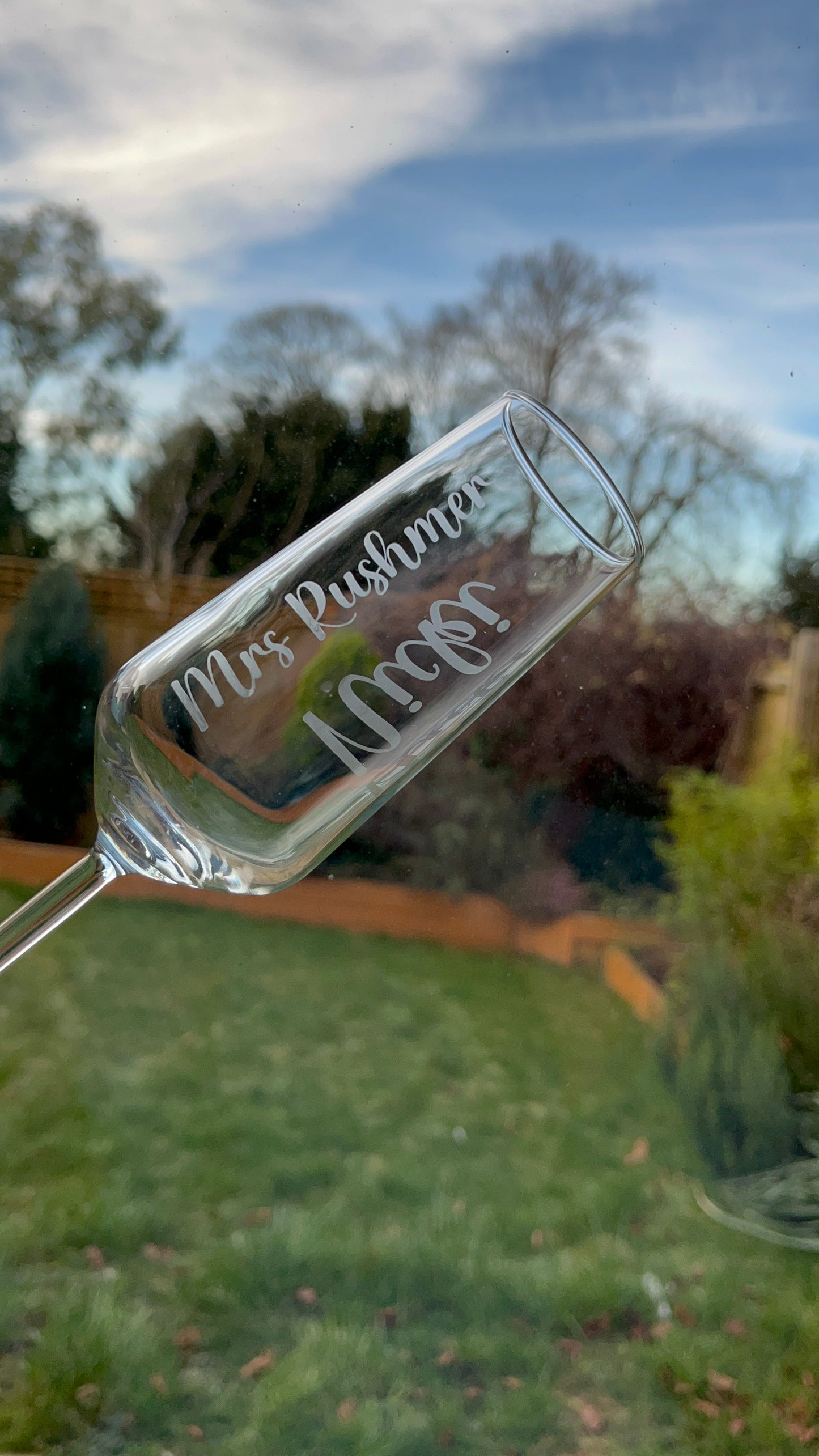 Personalised champagne glasses