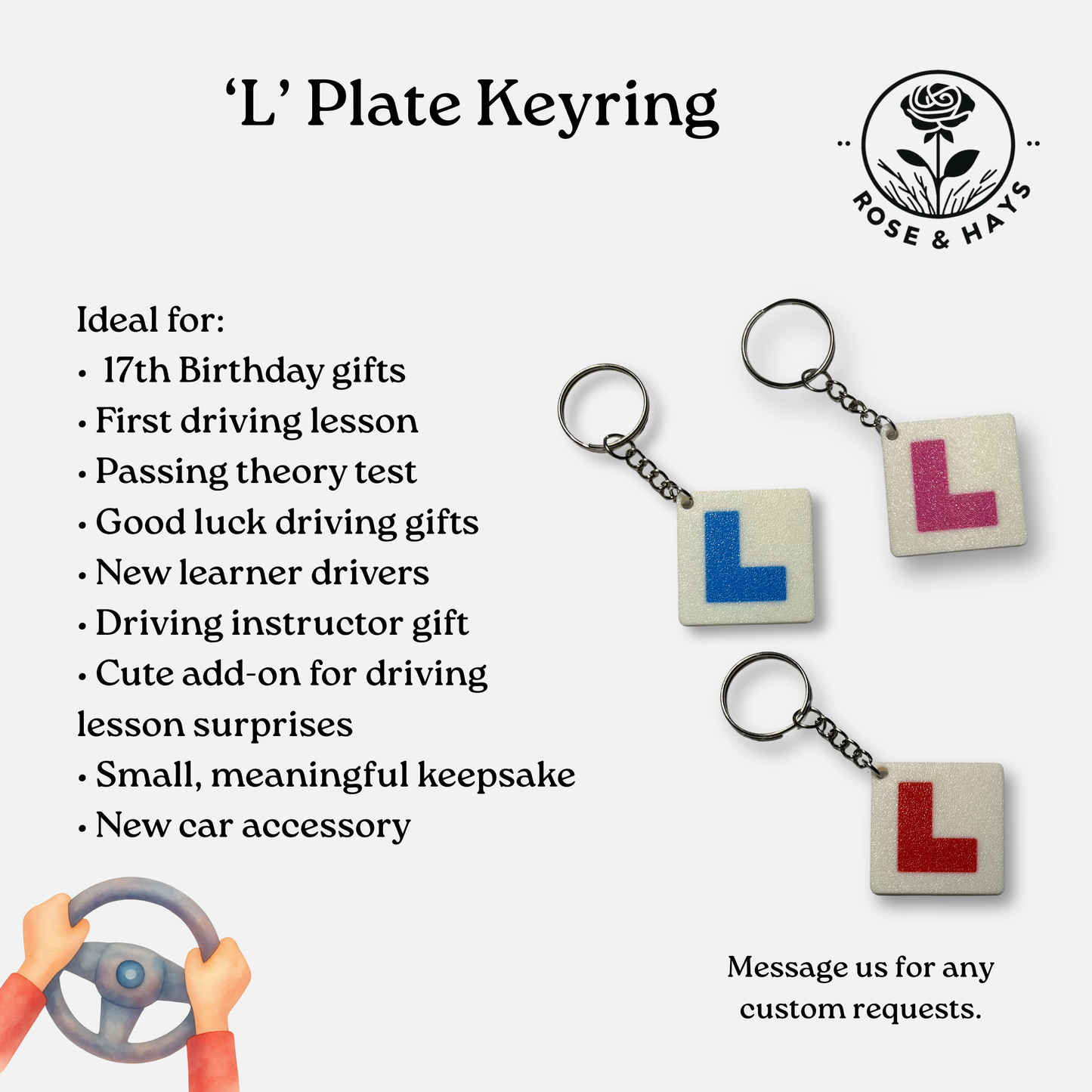 Learner Driver 'L Plate' Keyring