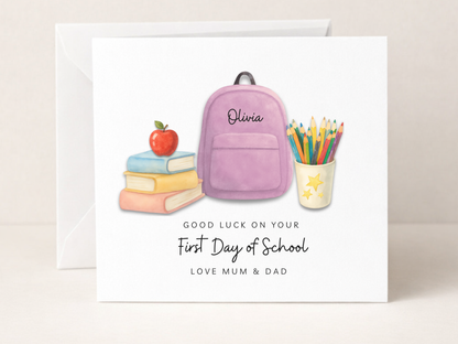 Personalised First Day of School Card