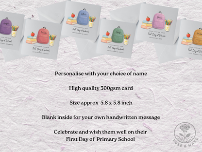 Personalised First Day of School Card