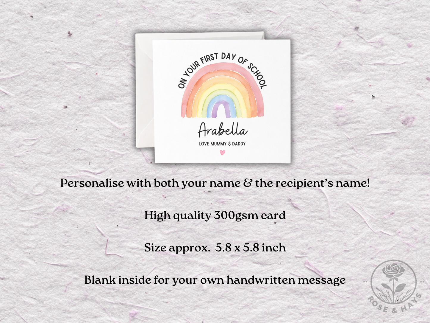 On Your First Day of School Rainbow Card