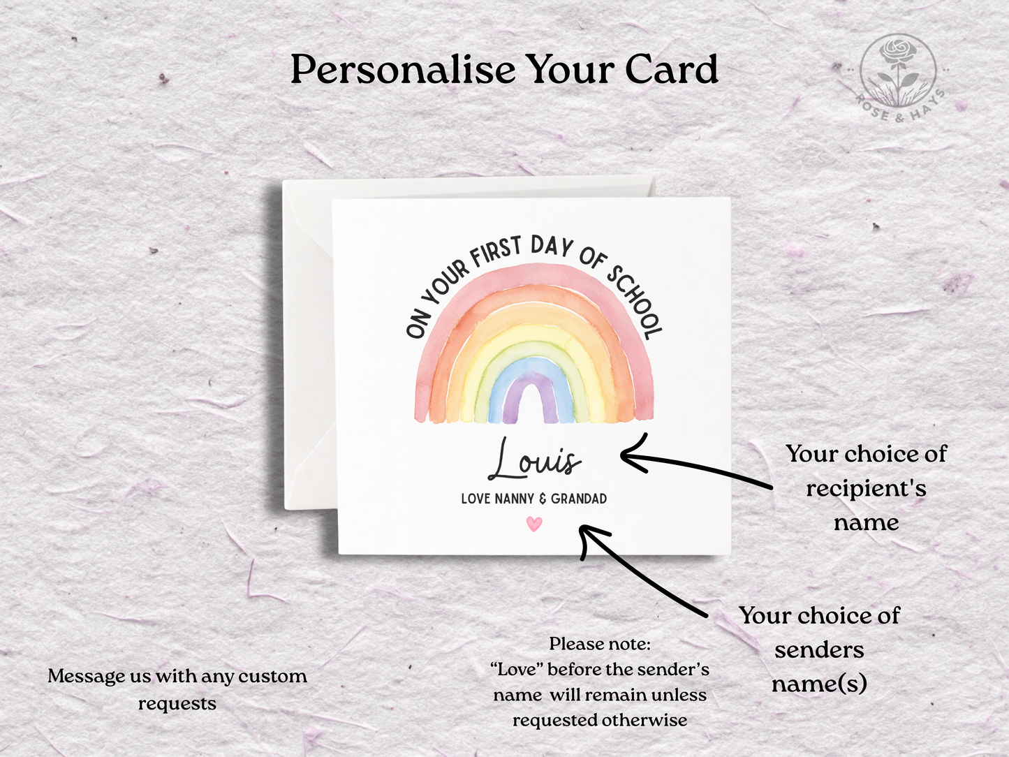 On Your First Day of School Rainbow Card