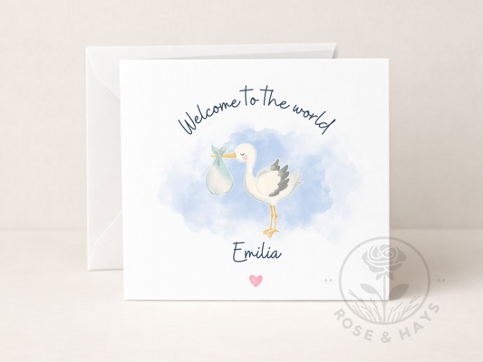 Welcome to the World Personalised New Baby Card