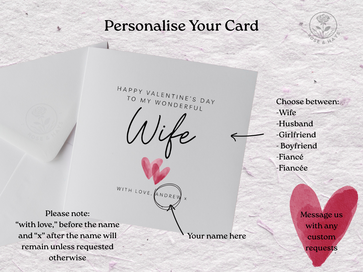 Personalised Valentine's Day Card - Hearts