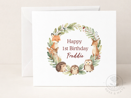 Personalised Woodland Birthday Card
