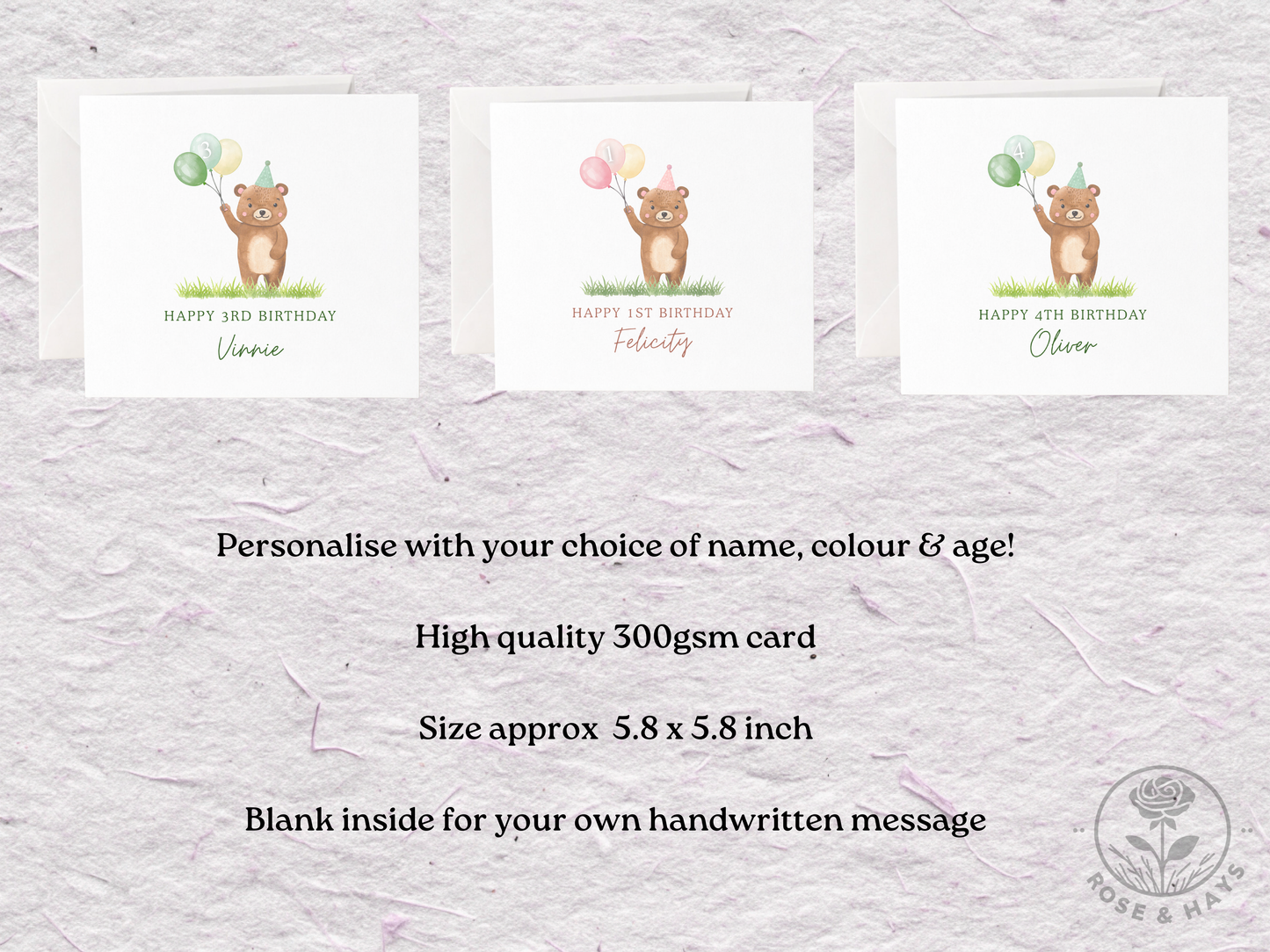 Personalised Birthday Bear Card