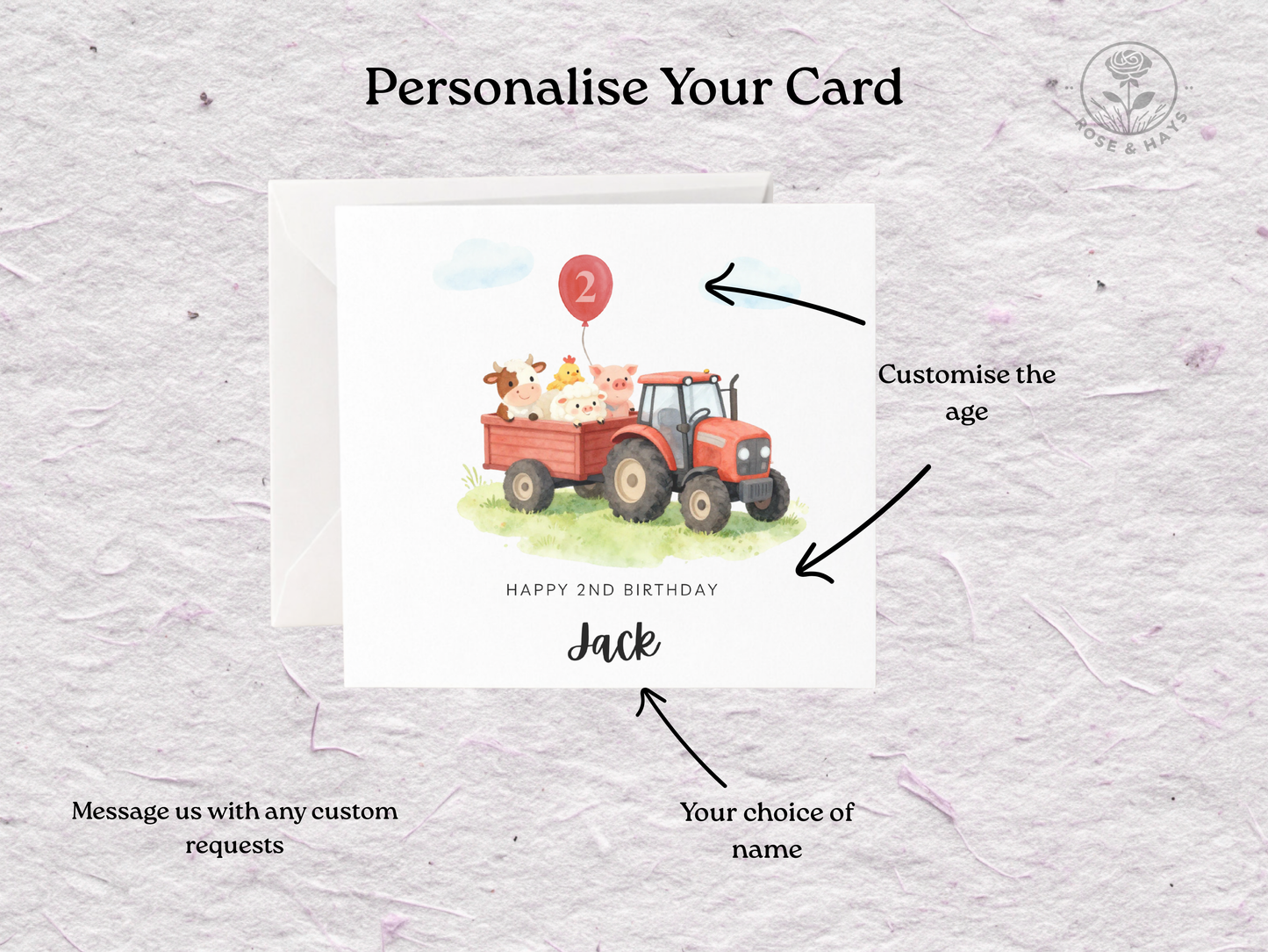 Personalised Tractor & Farm Animals Birthday Card