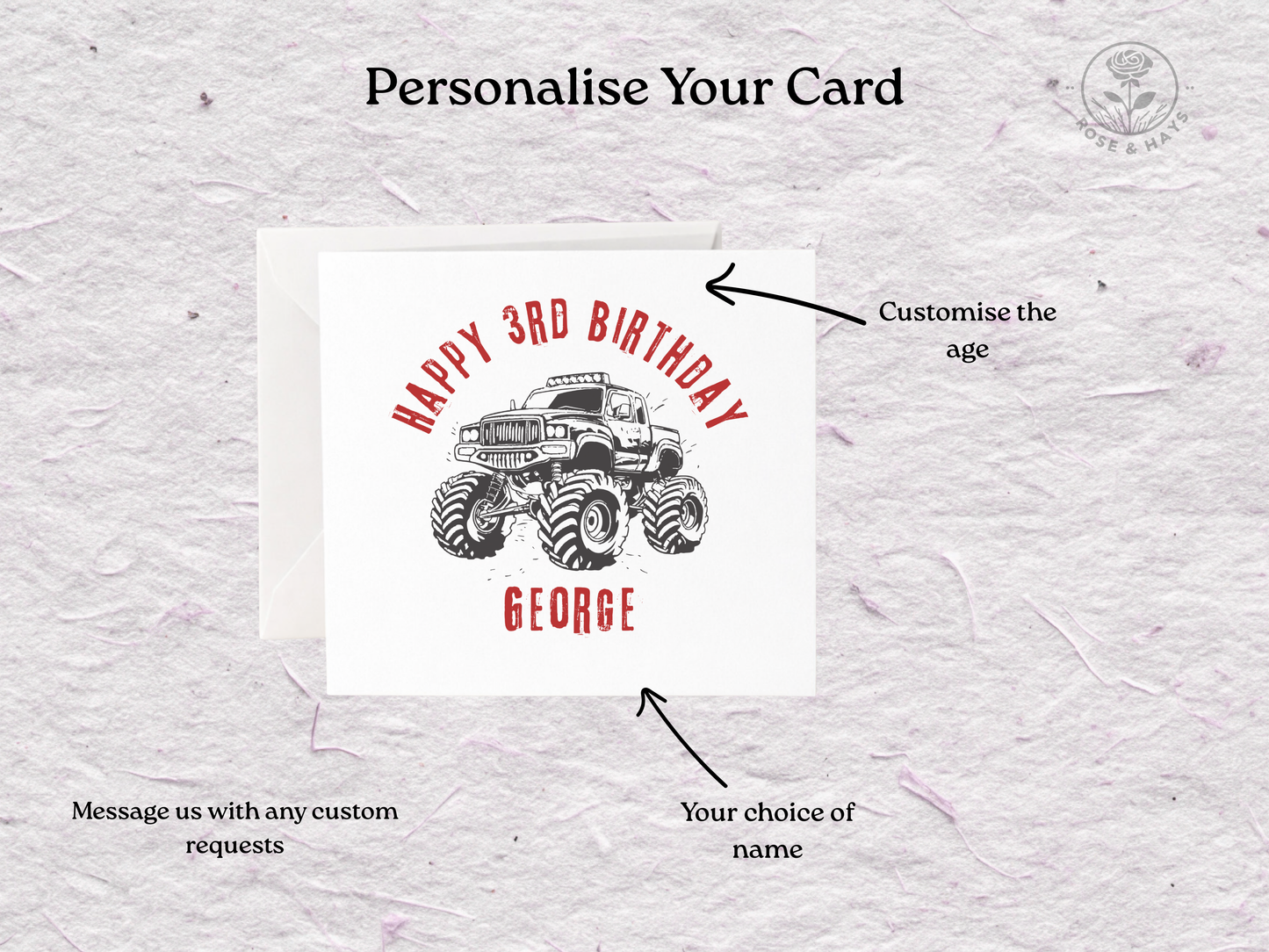 Personalised Monster Truck Birthday Card