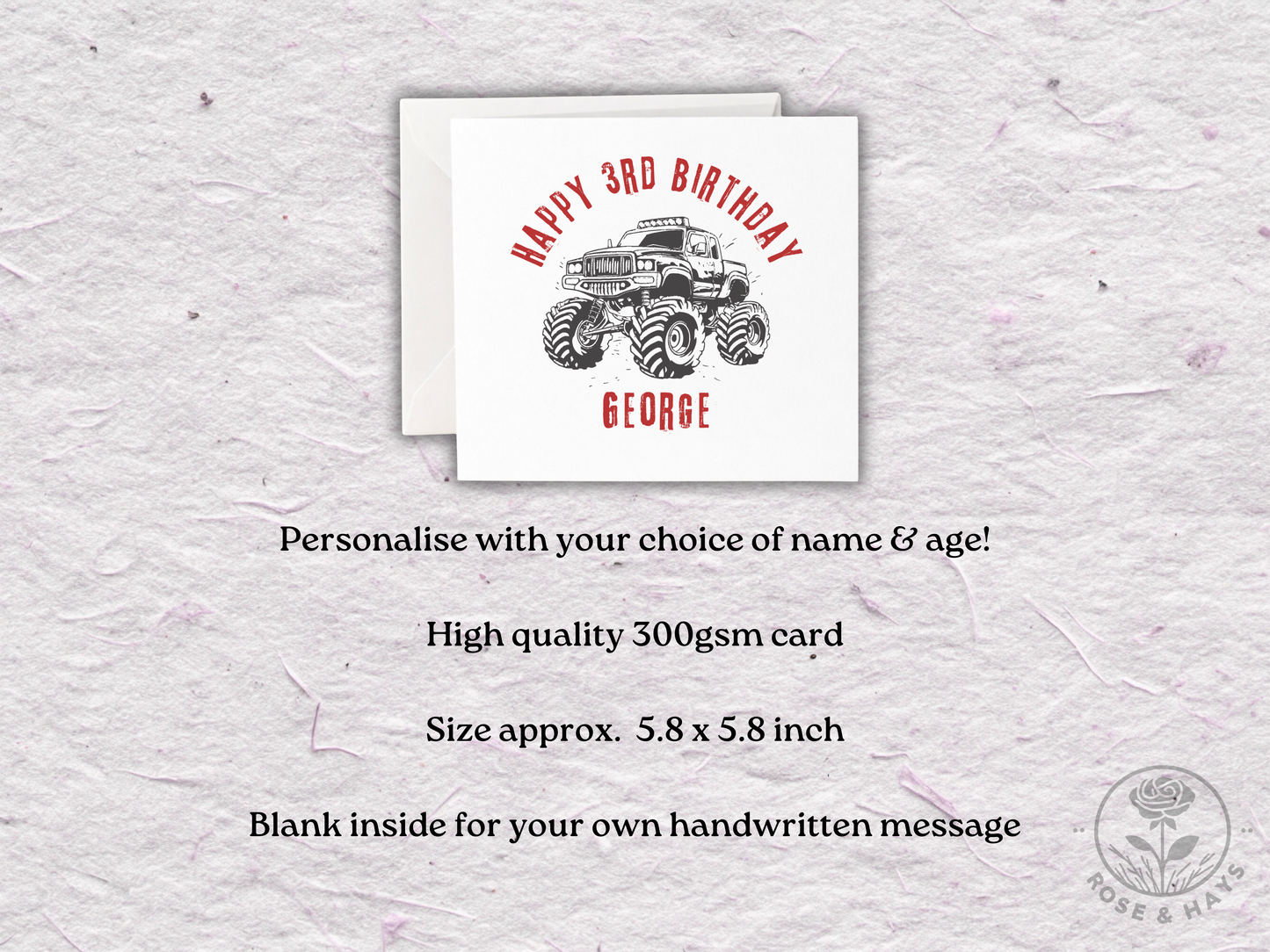 Personalised Monster Truck Birthday Card
