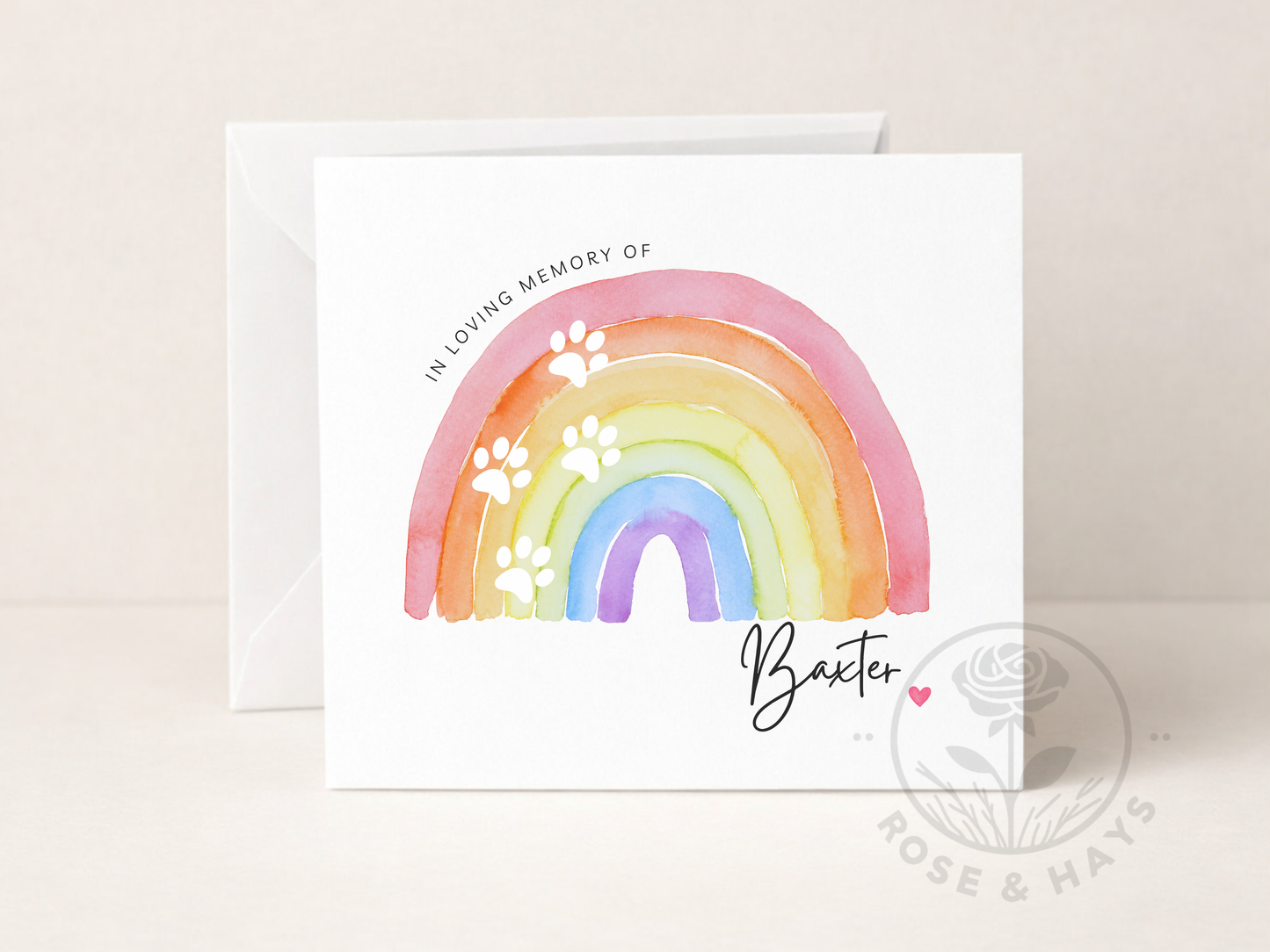 Personalised Rainbow Pet Loss Card