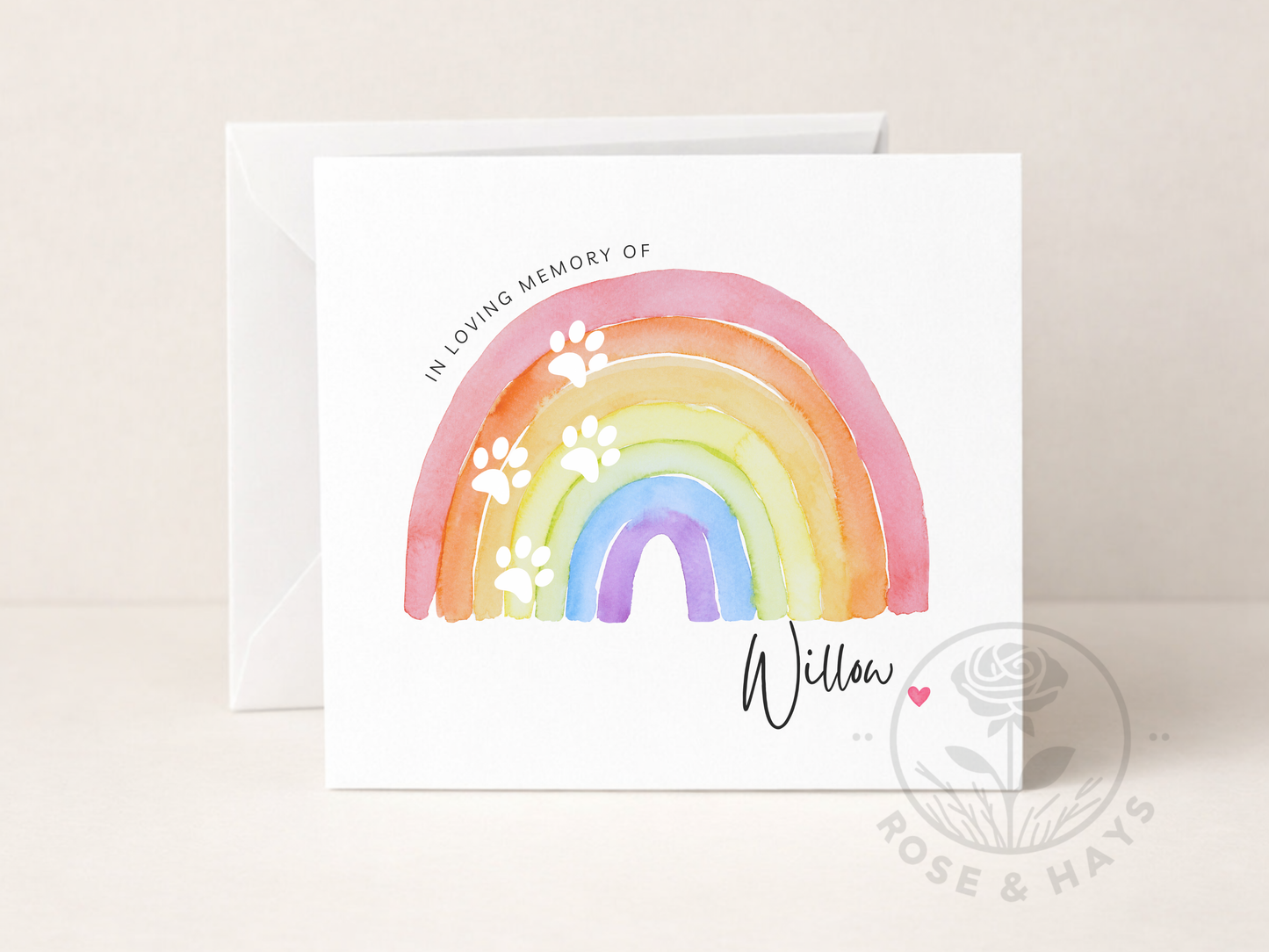 Personalised Rainbow Pet Loss Card