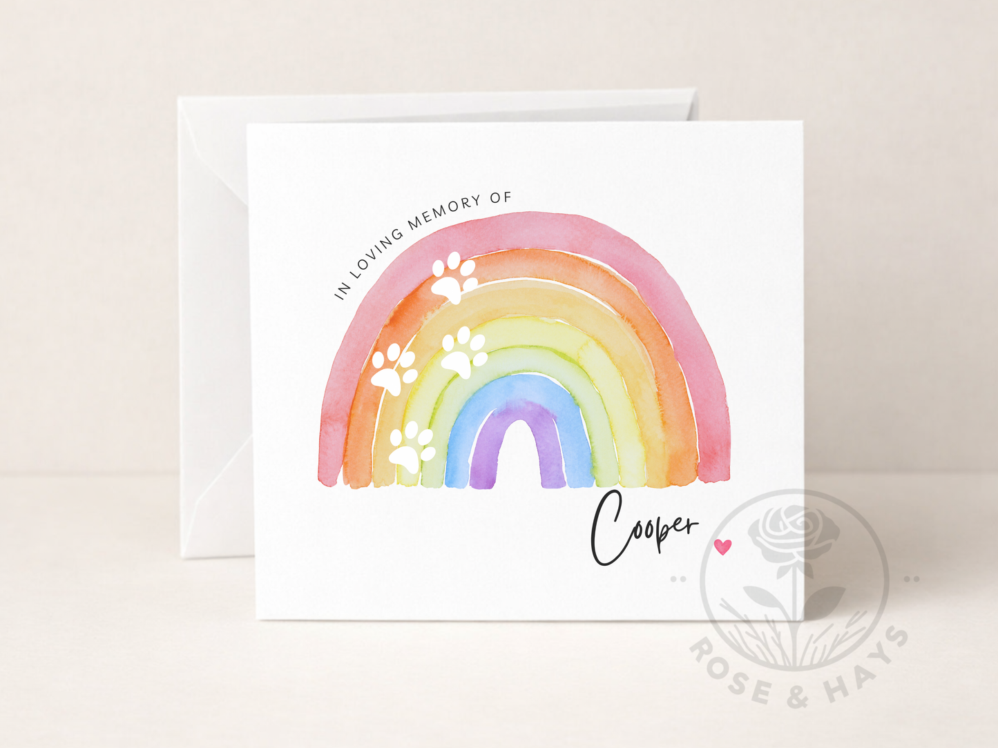Personalised Rainbow Pet Loss Card