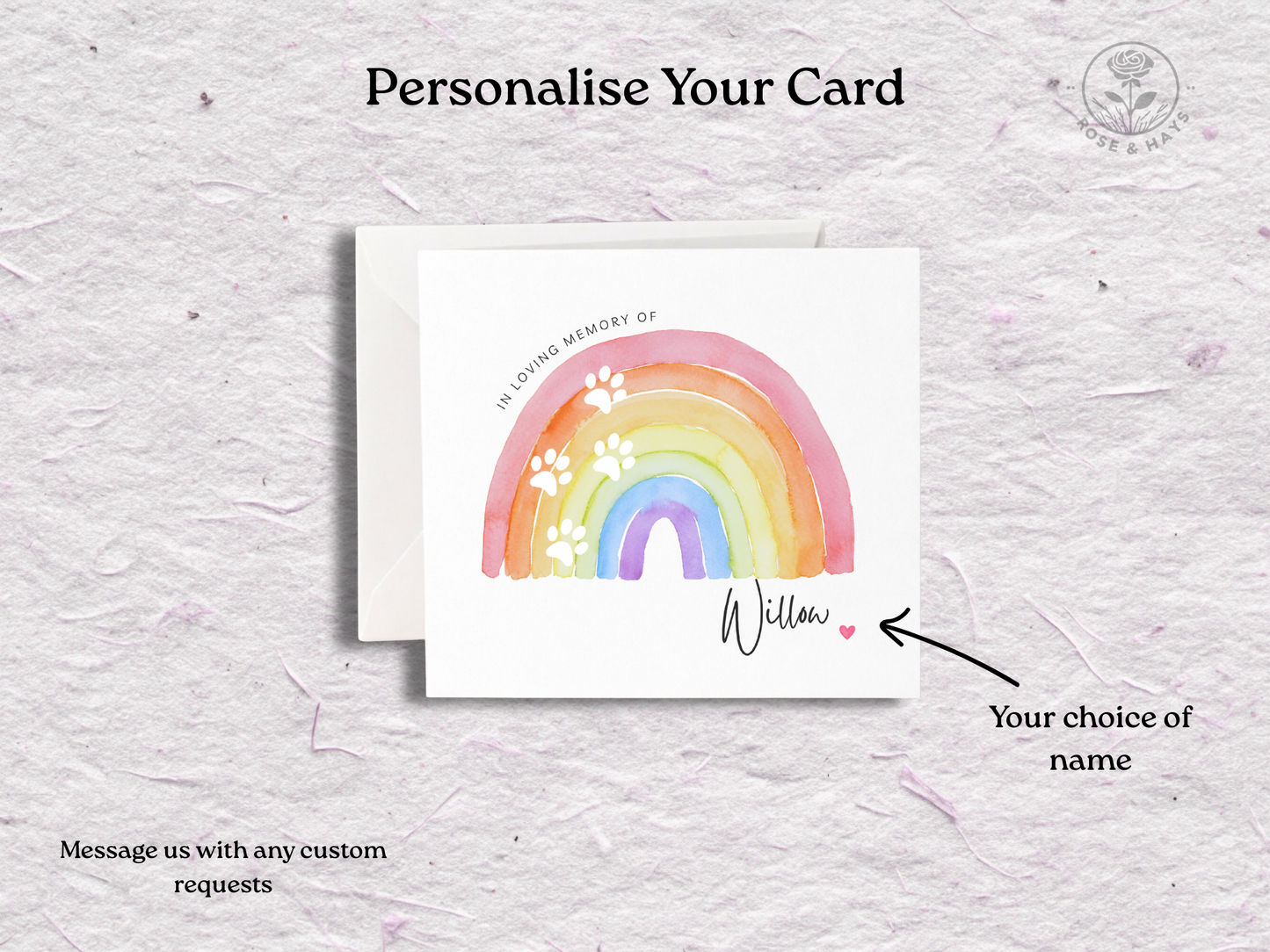 Personalised Rainbow Pet Loss Card
