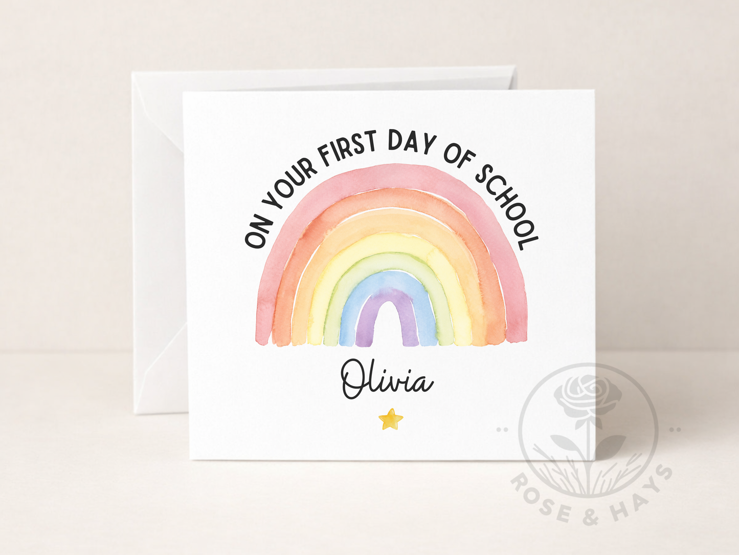 On Your First Day of School Rainbow & Star Card