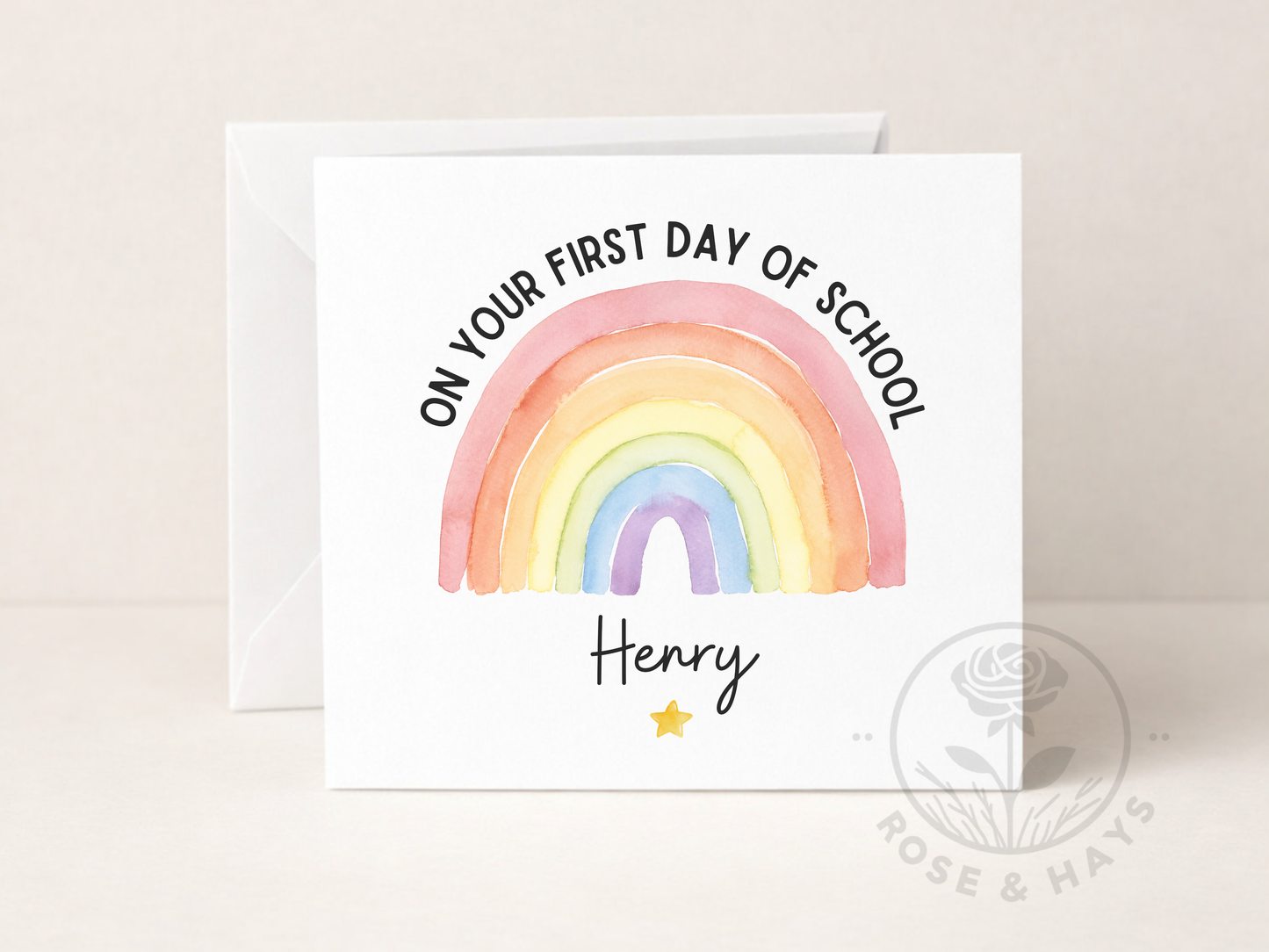 On Your First Day of School Rainbow & Star Card