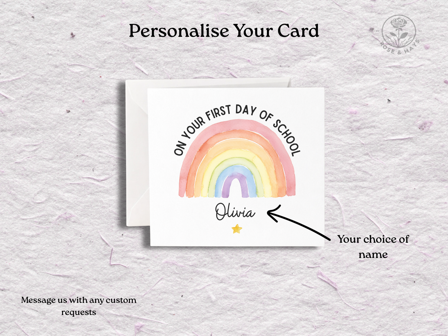 On Your First Day of School Rainbow & Star Card
