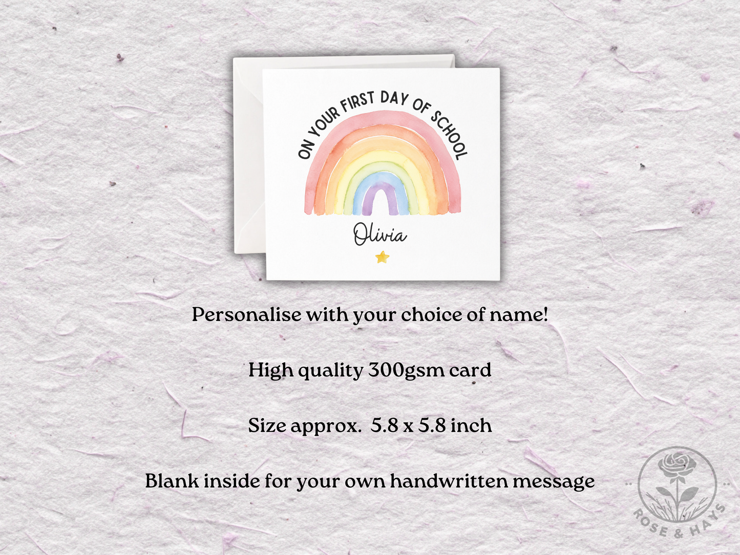 On Your First Day of School Rainbow & Star Card