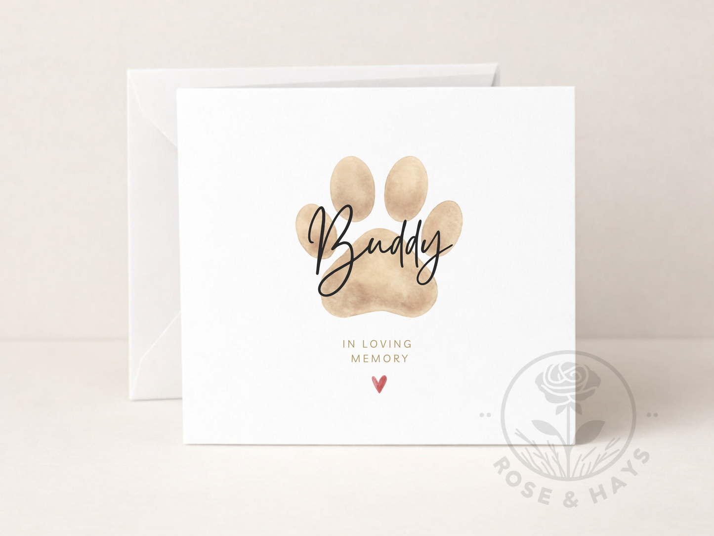 Personalised Pet Loss Paw Print Card