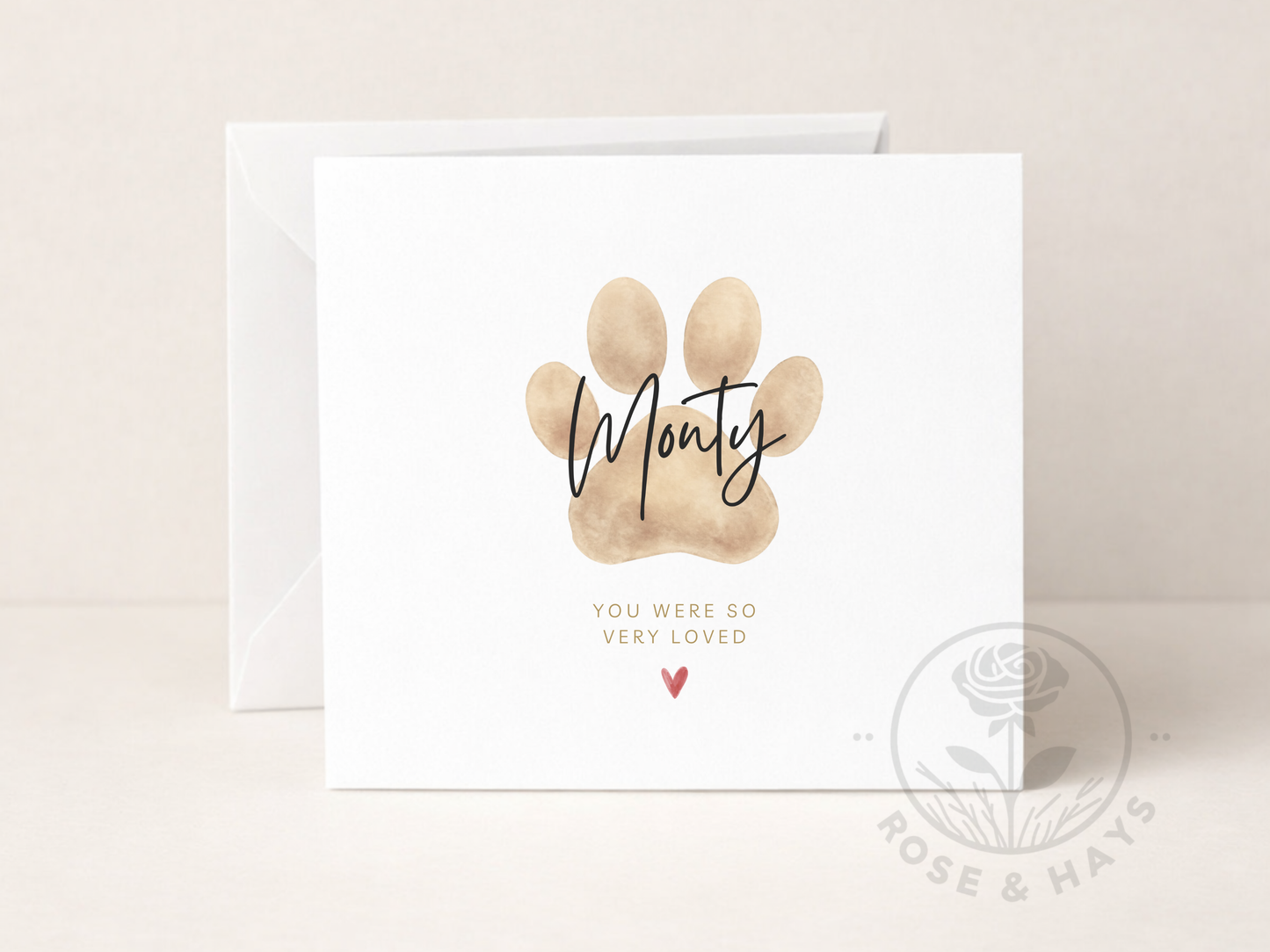 Personalised Pet Loss Paw Print Card