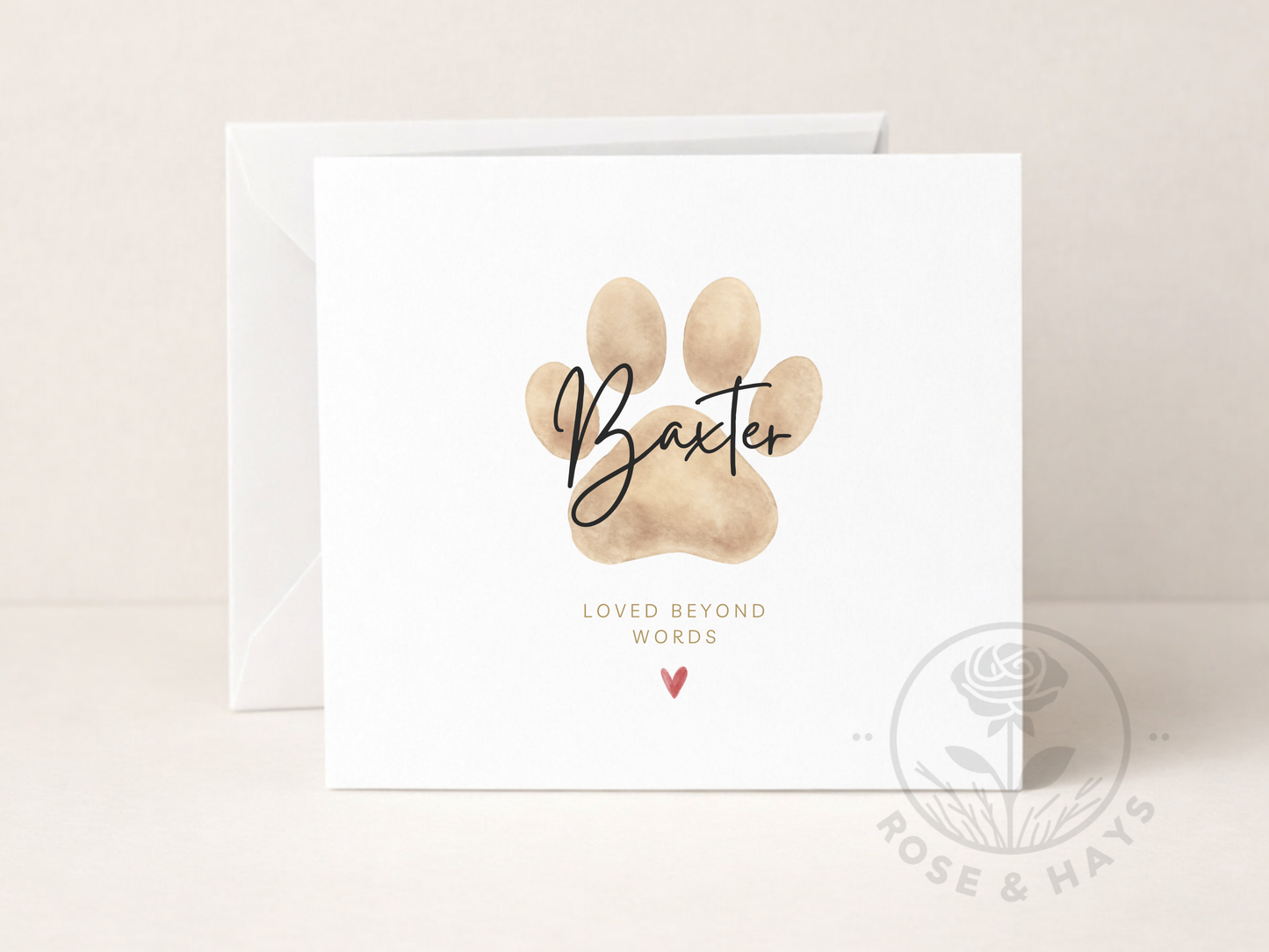 Personalised Pet Loss Paw Print Card
