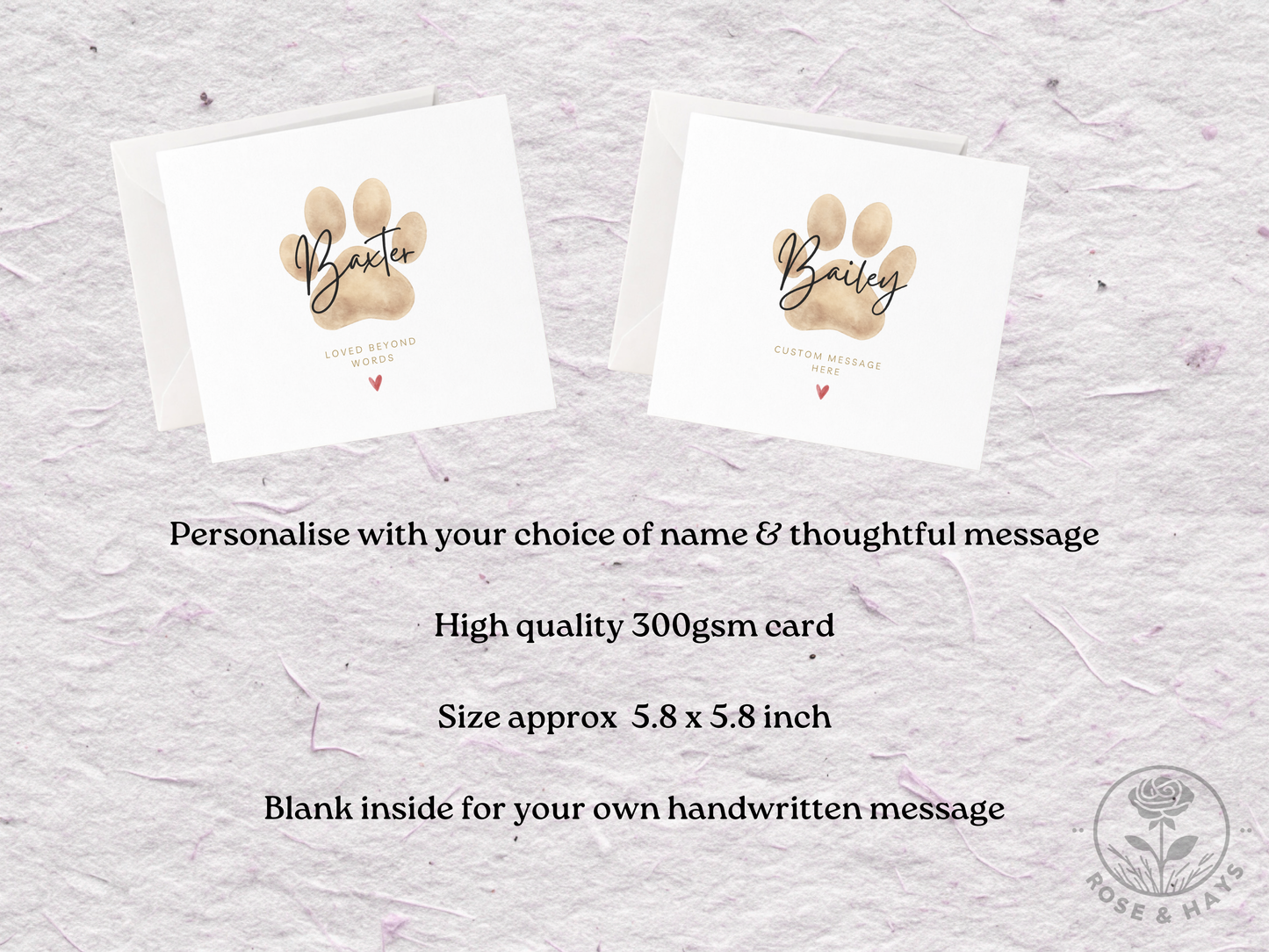 Personalised Pet Loss Paw Print Card
