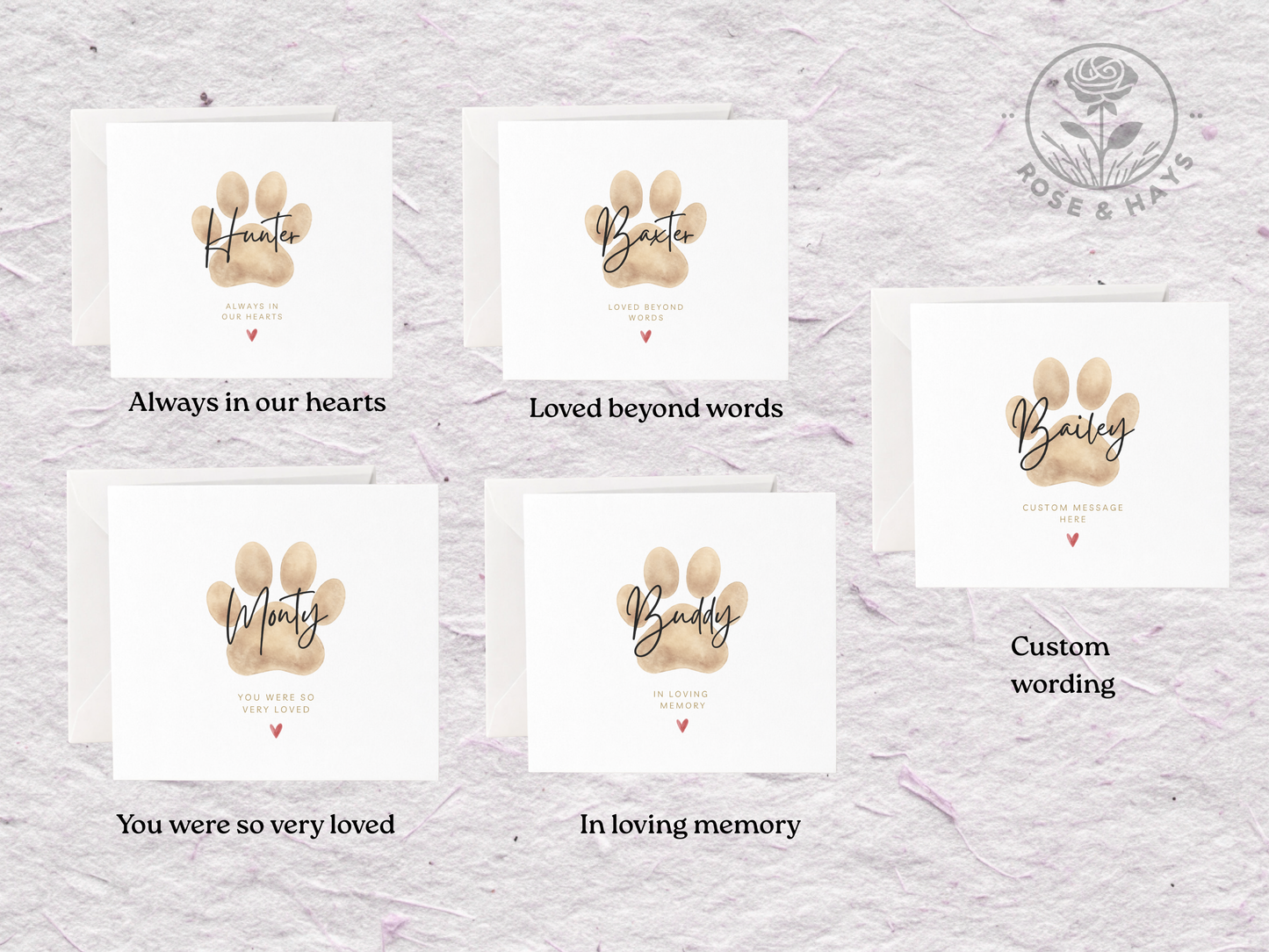Personalised Pet Loss Paw Print Card