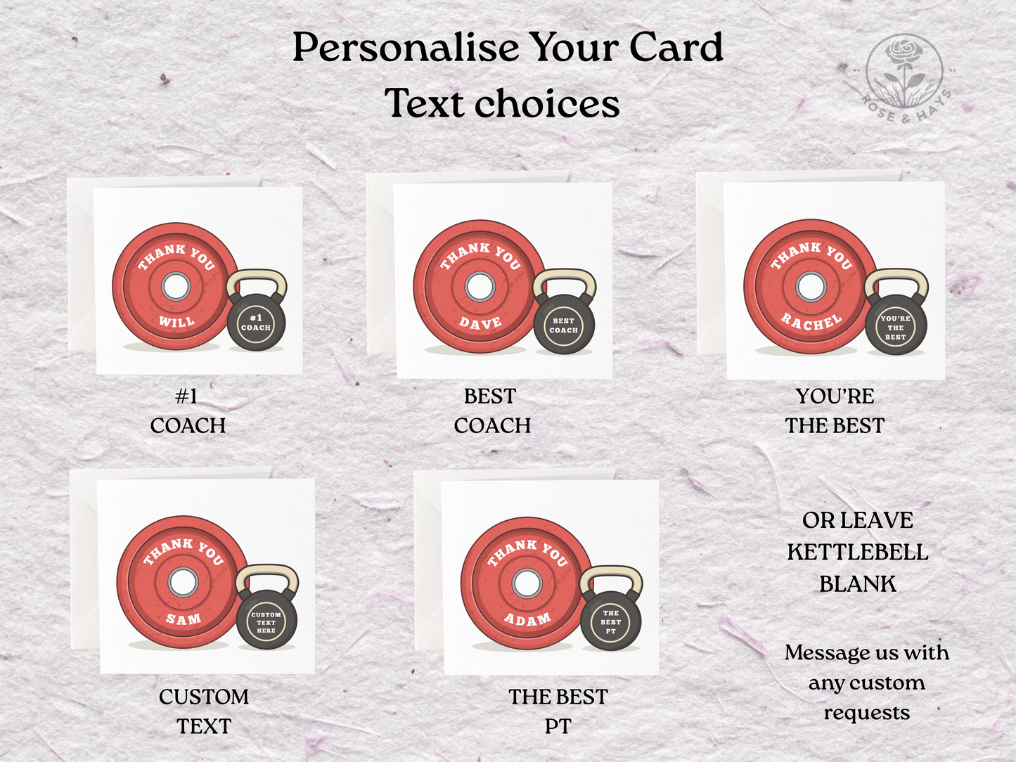 Personalised Thank You Gym Coach Card