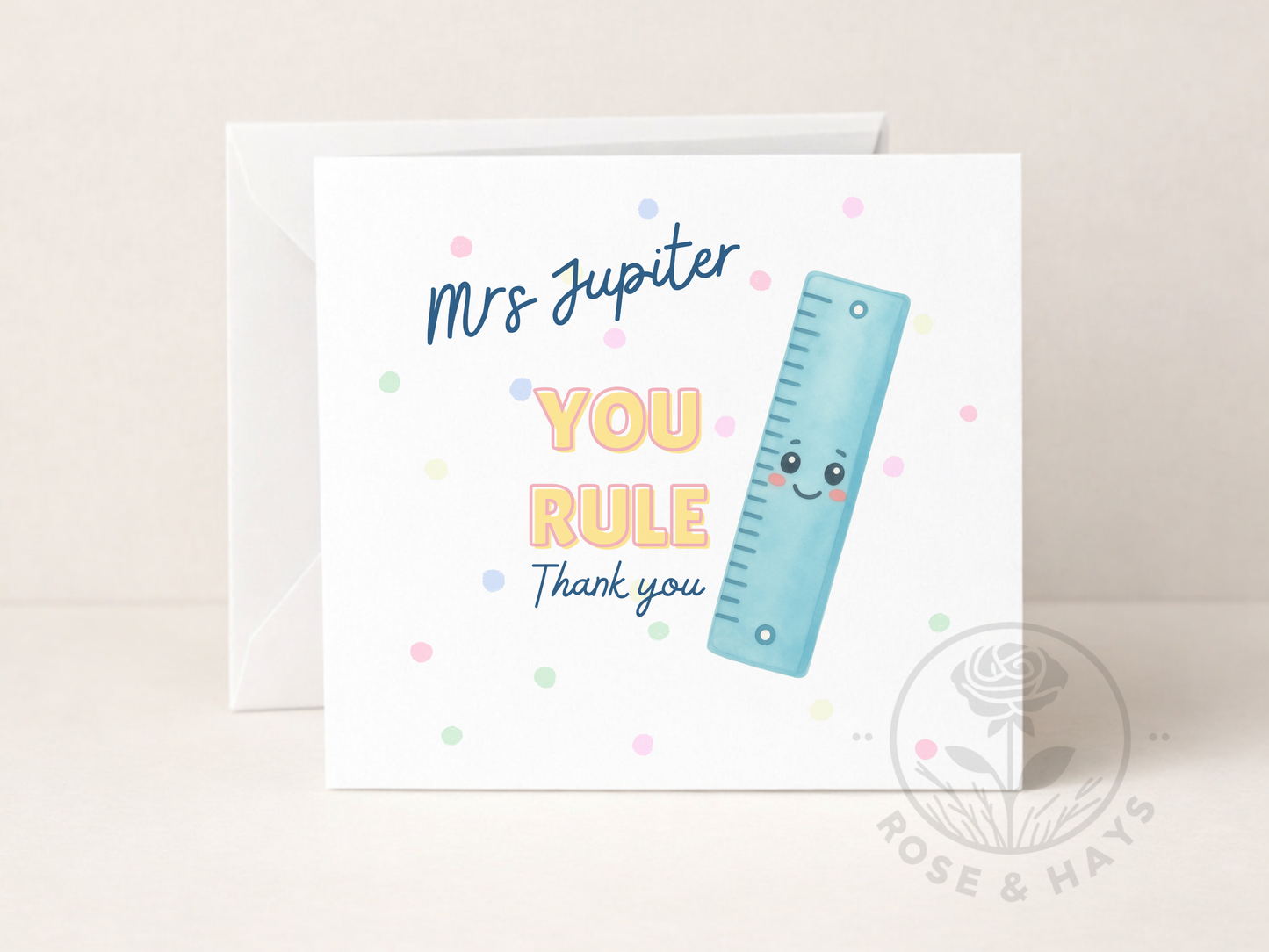 Personalised Teacher You Rule Thank You Card