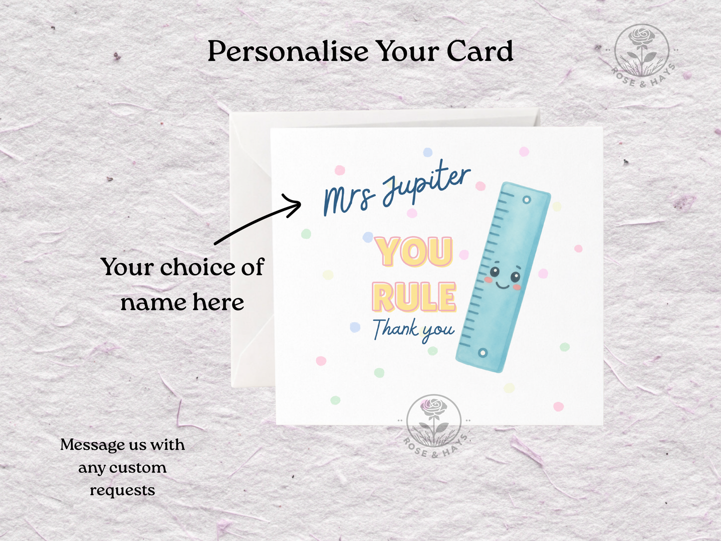Personalised Teacher You Rule Thank You Card