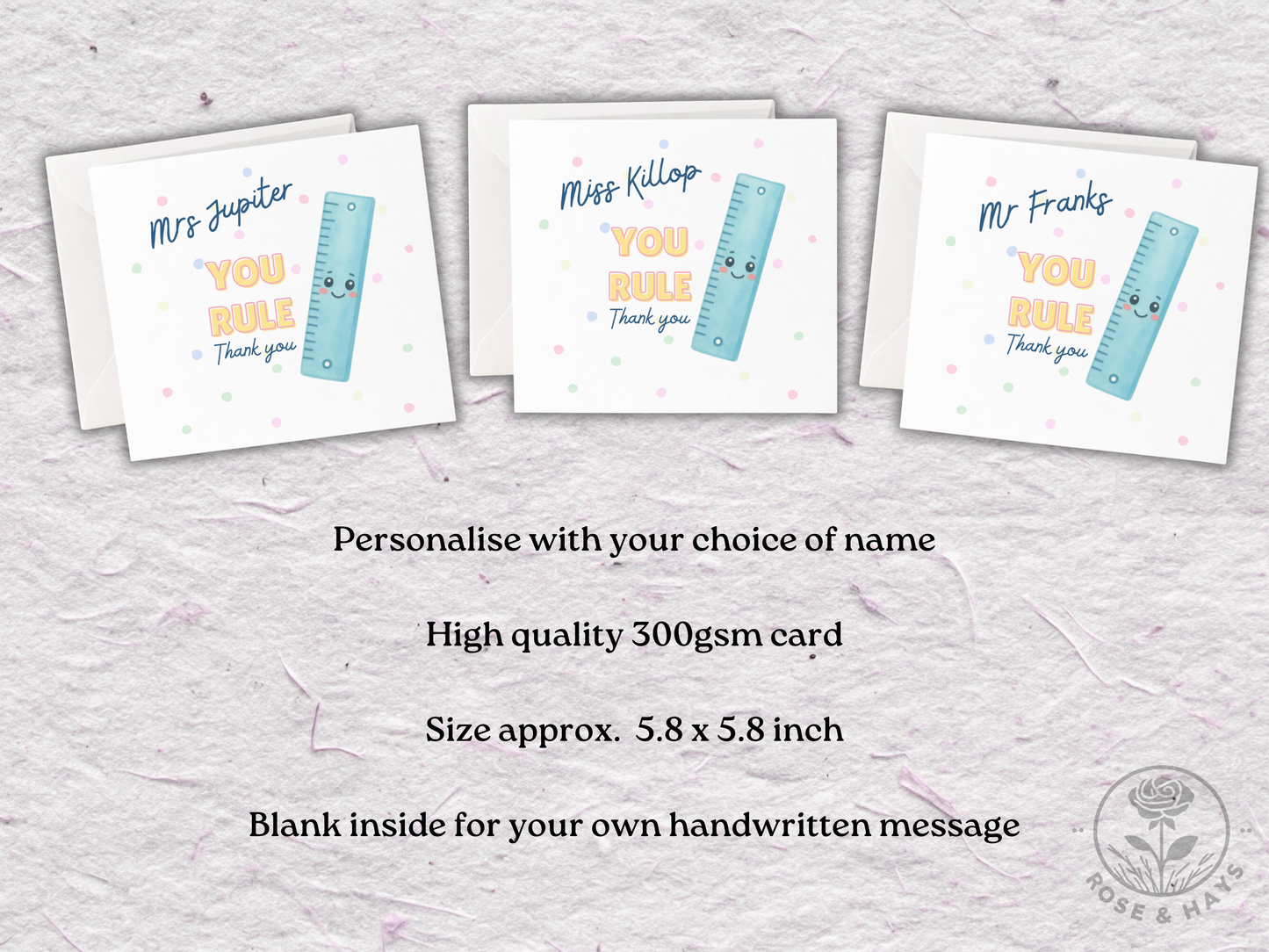 Personalised Teacher You Rule Thank You Card
