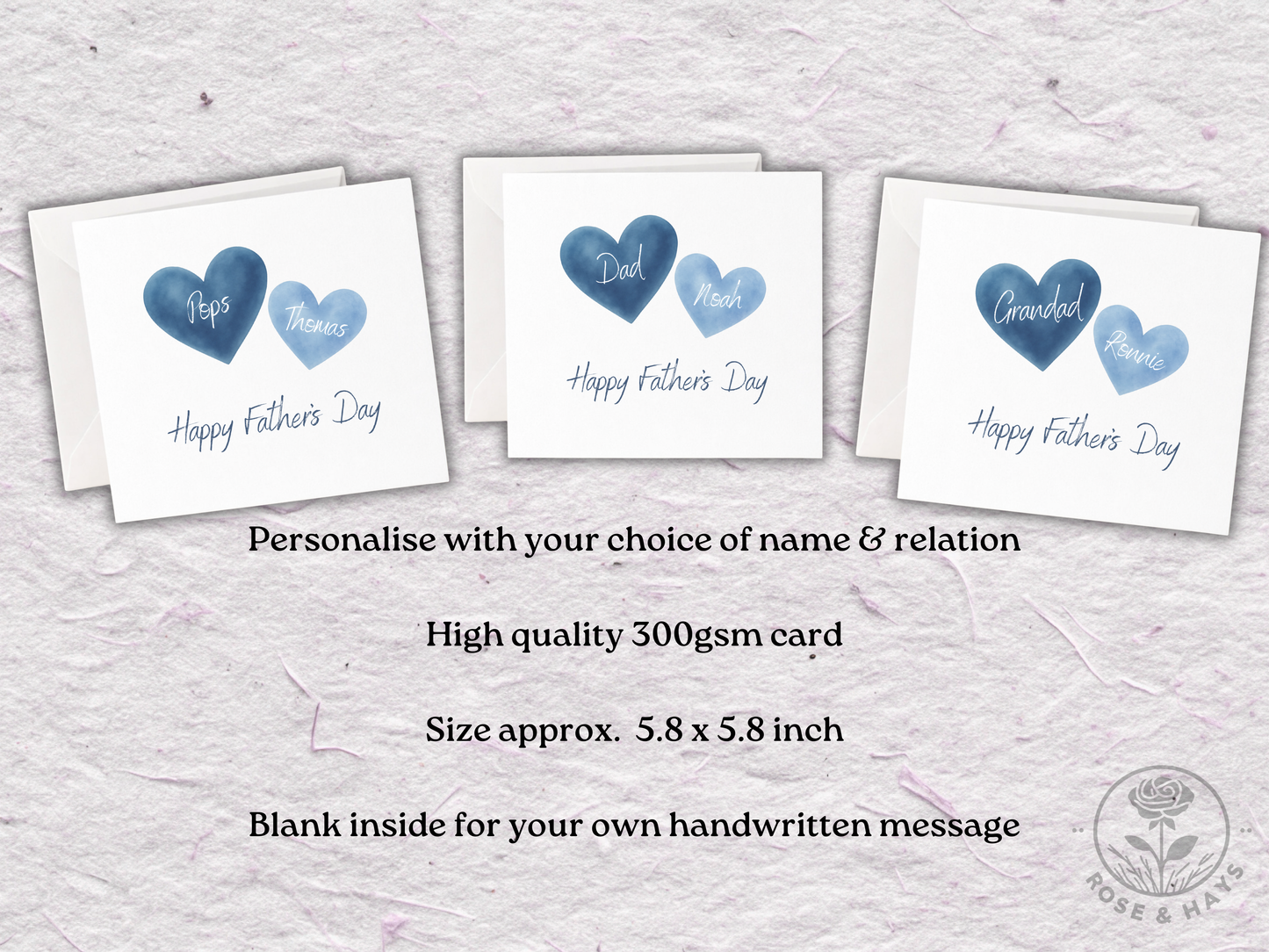 Father's Day Personalised Hearts Card