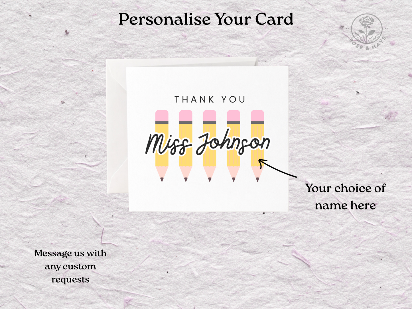 Personalised Teacher Thank You Card